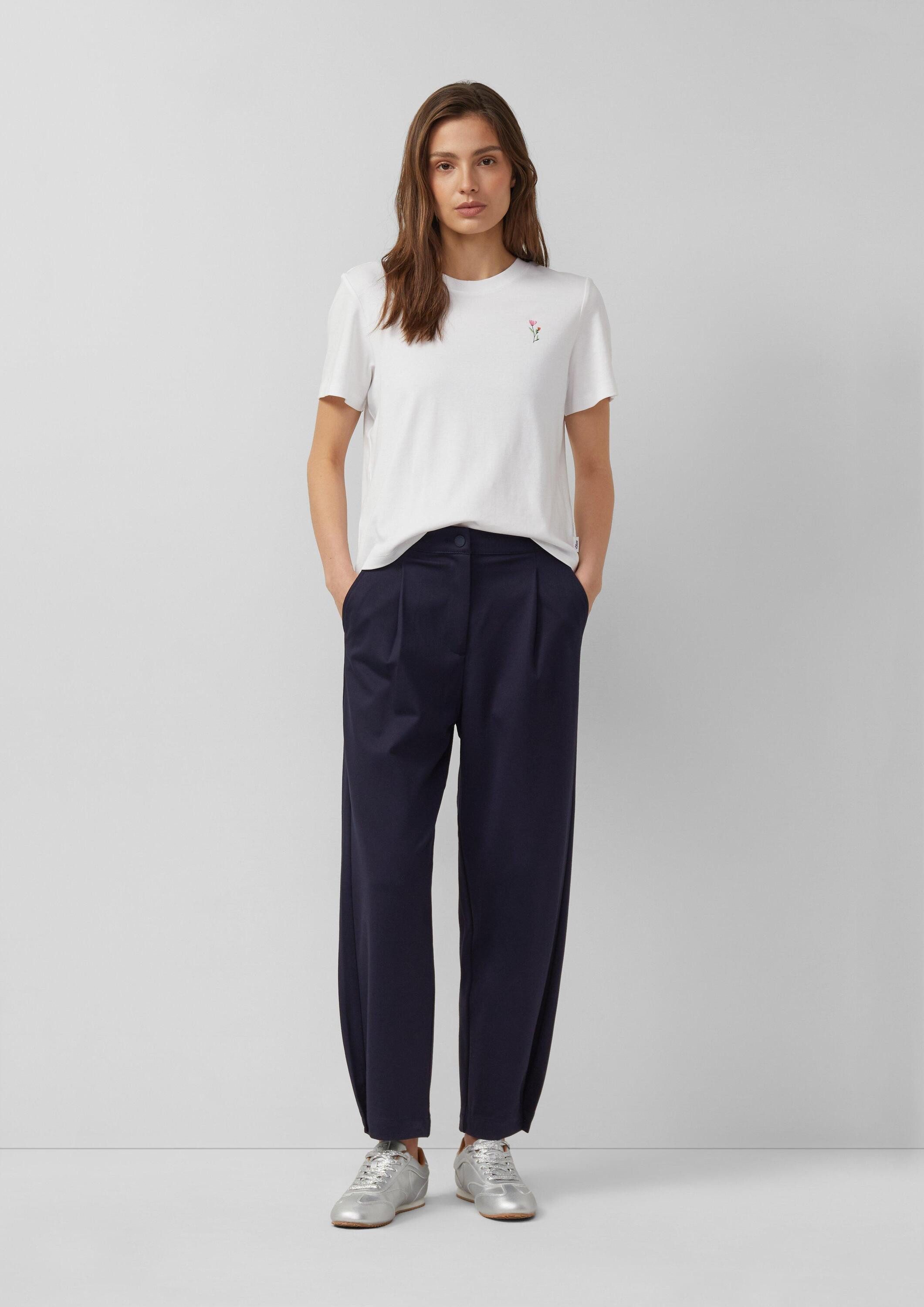 s.Oliver 7/8-Hose Hose Relaxed Fit Hose mit Barrel Leg und hohem Bund