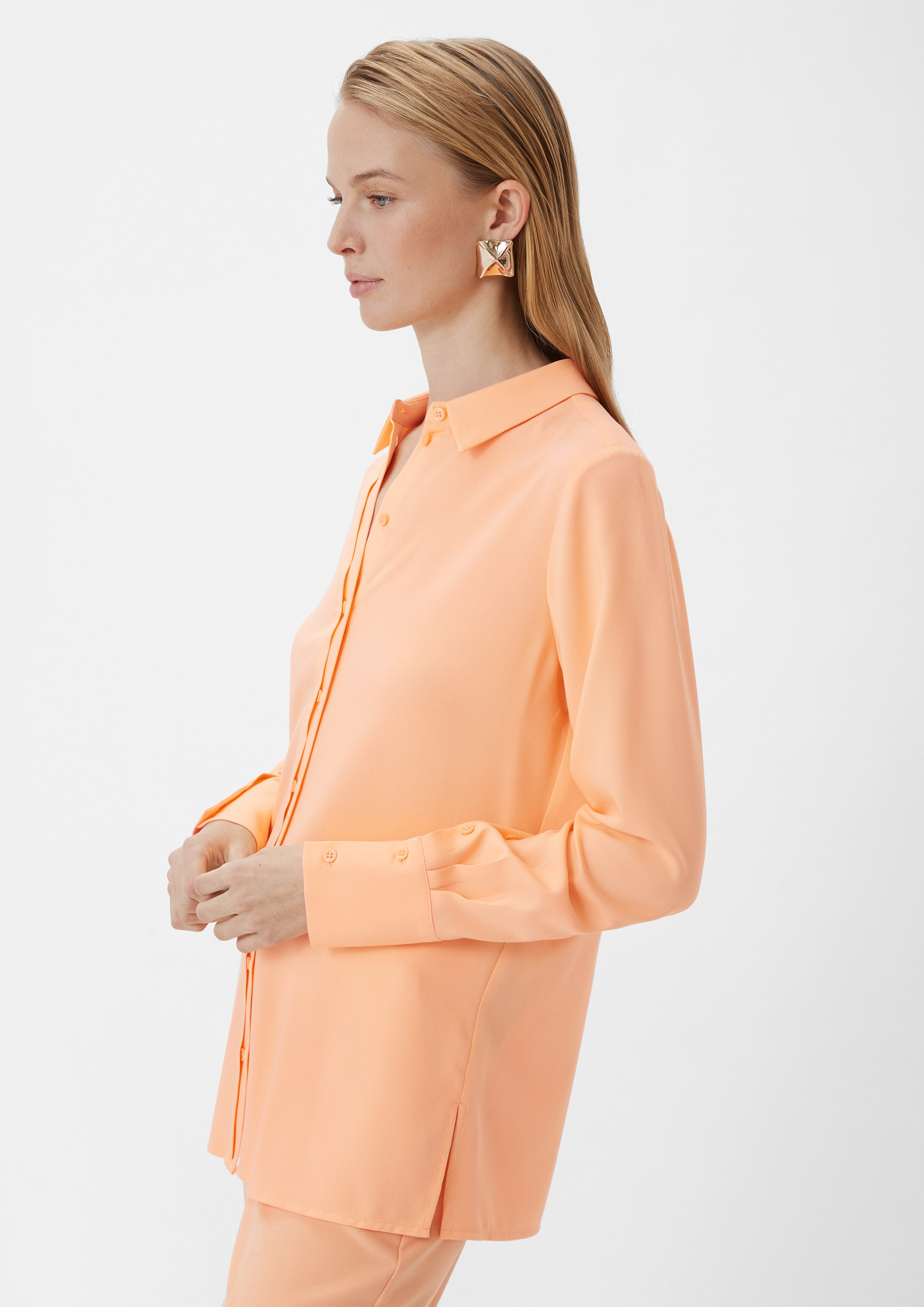Langarmbluse Bluse mit Knopfleiste