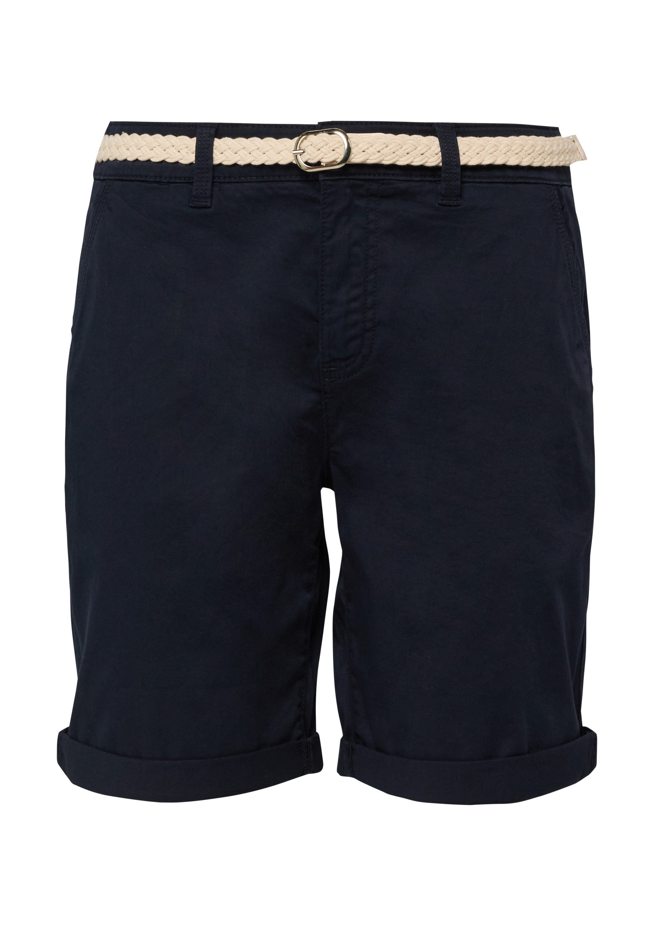 s.Oliver Shorts Hose Shorts mit geflochtenem Gürtel und Garment Dye