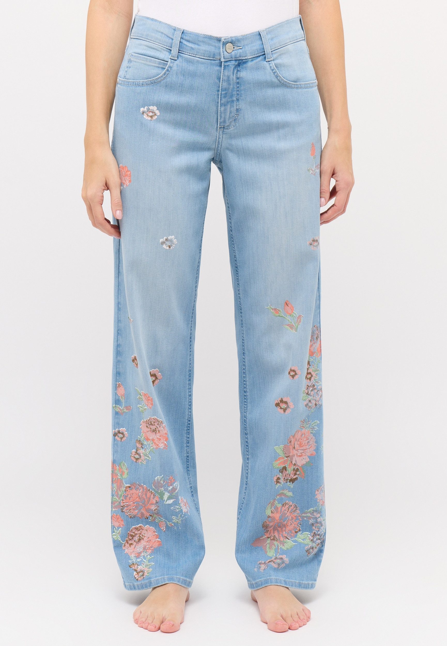 ANGELS Slim-fit-Jeans LIZ FLOWER, bleached blue used