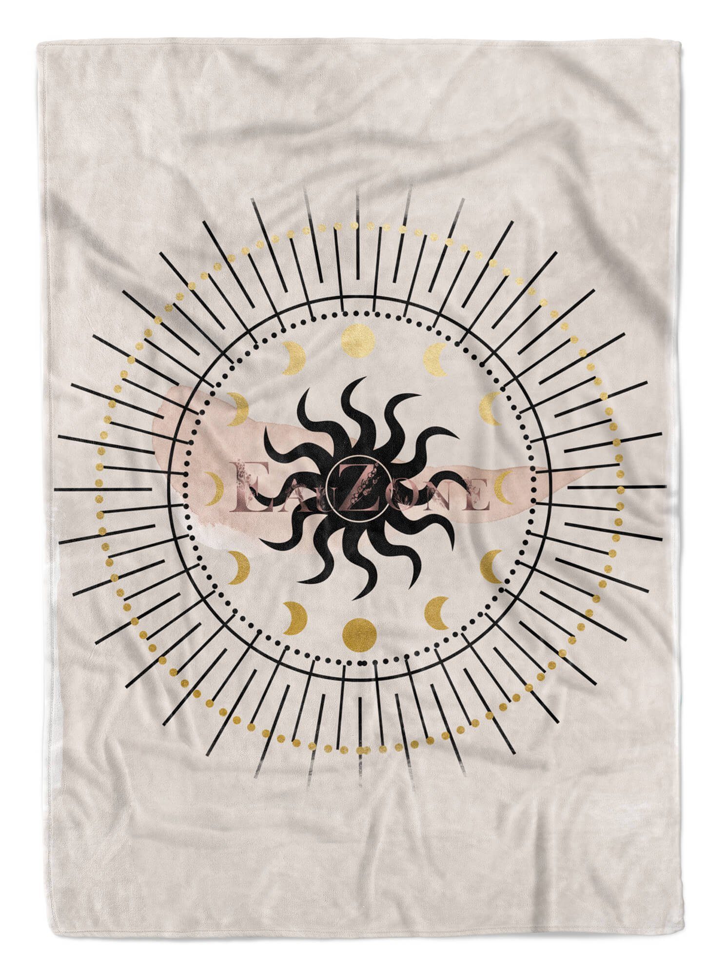 Baumwolle-Polyester-Mix Art (1-St), Handtücher Saunatuch Kunstvoll Astrolo, Mond Handtuch Sonne Handtuch Sinus Kuscheldecke Strandhandtuch Kreislauf