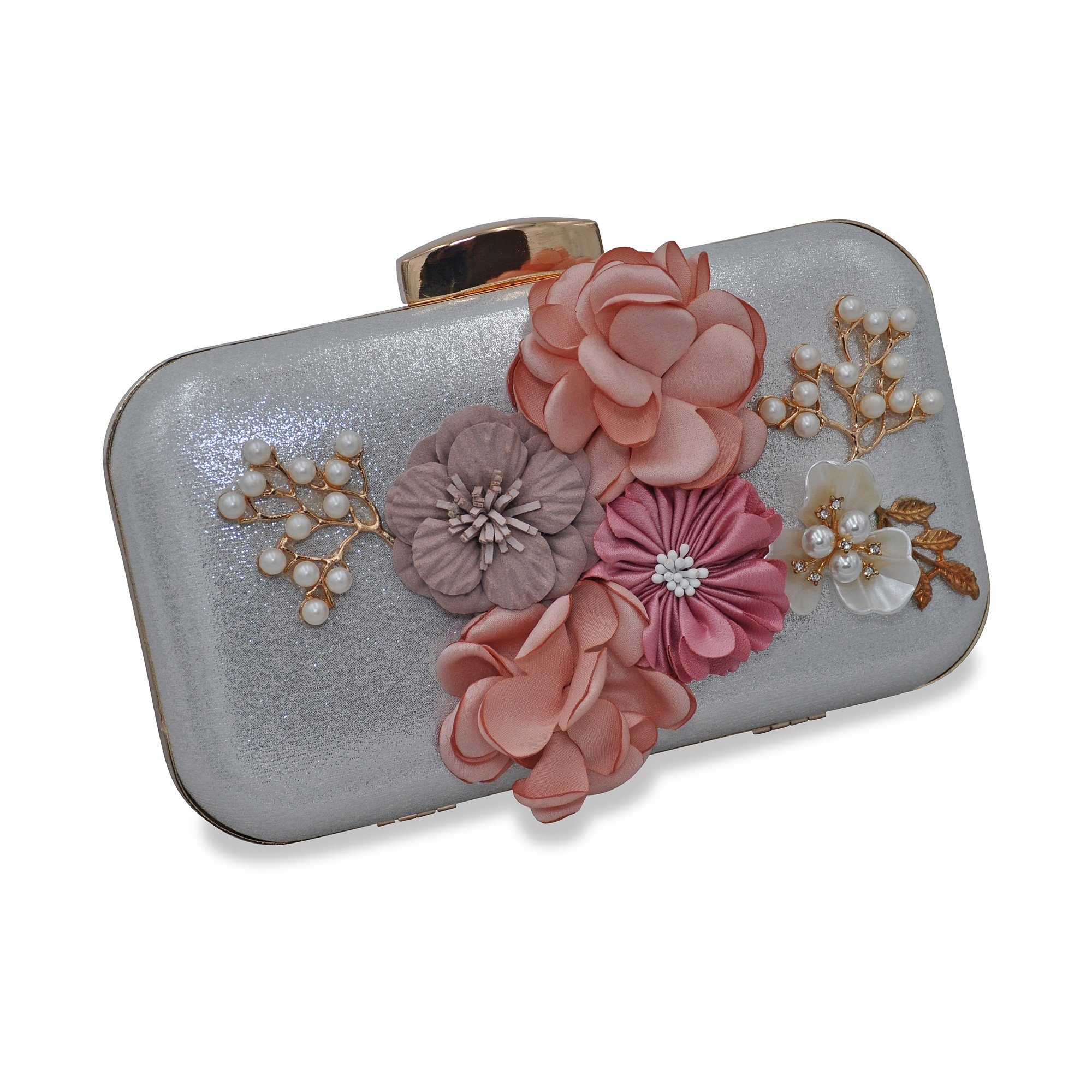 Steuer Abendtasche Perlen, Glassteine mit Blumenzierde günstig online kaufen