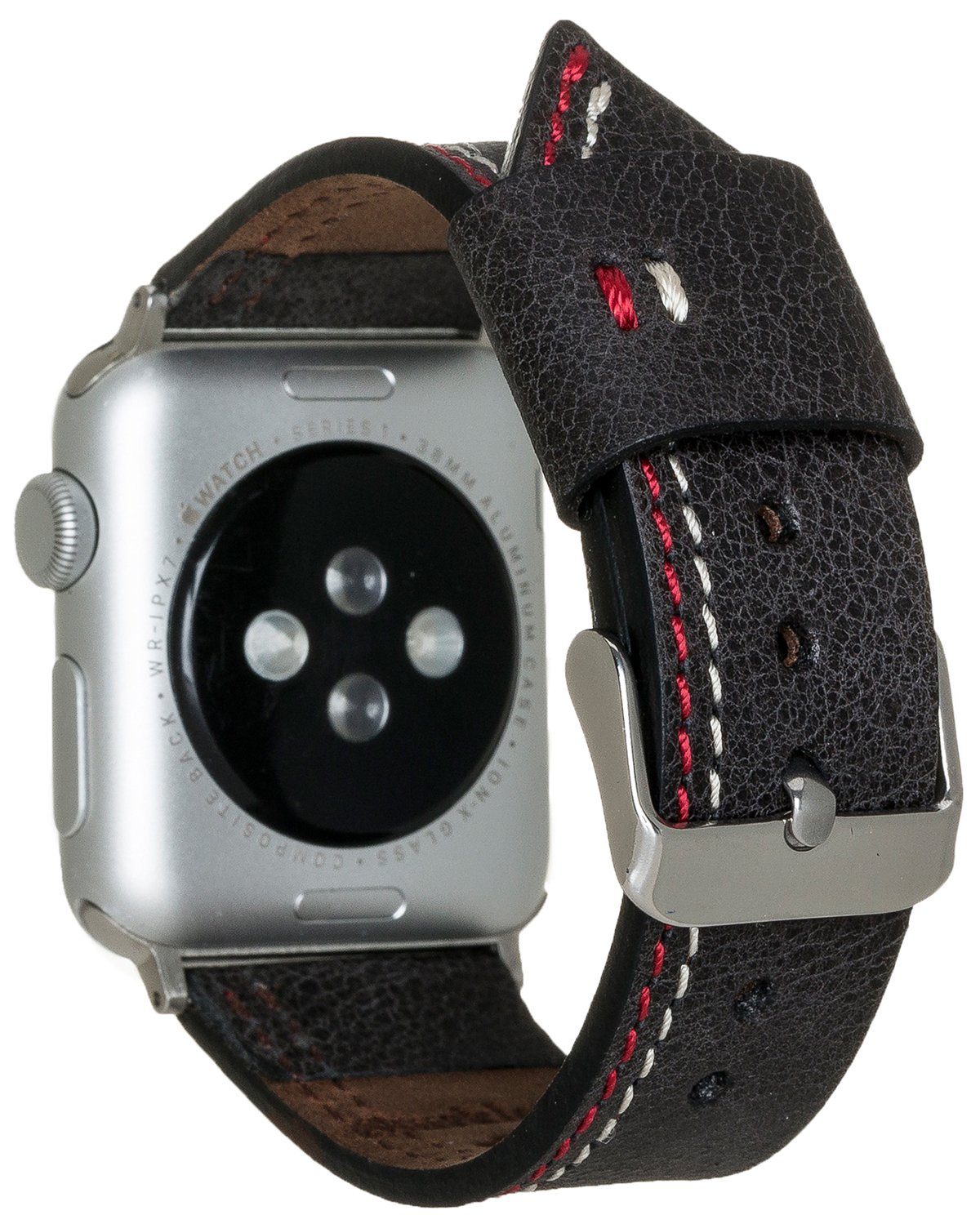 mit kompatibel 42/44/45mm 1-8 Smartwatch-Armband Apple Leder Armband, für Watch in Vintage Burkley Watch Series Apple Schwarz