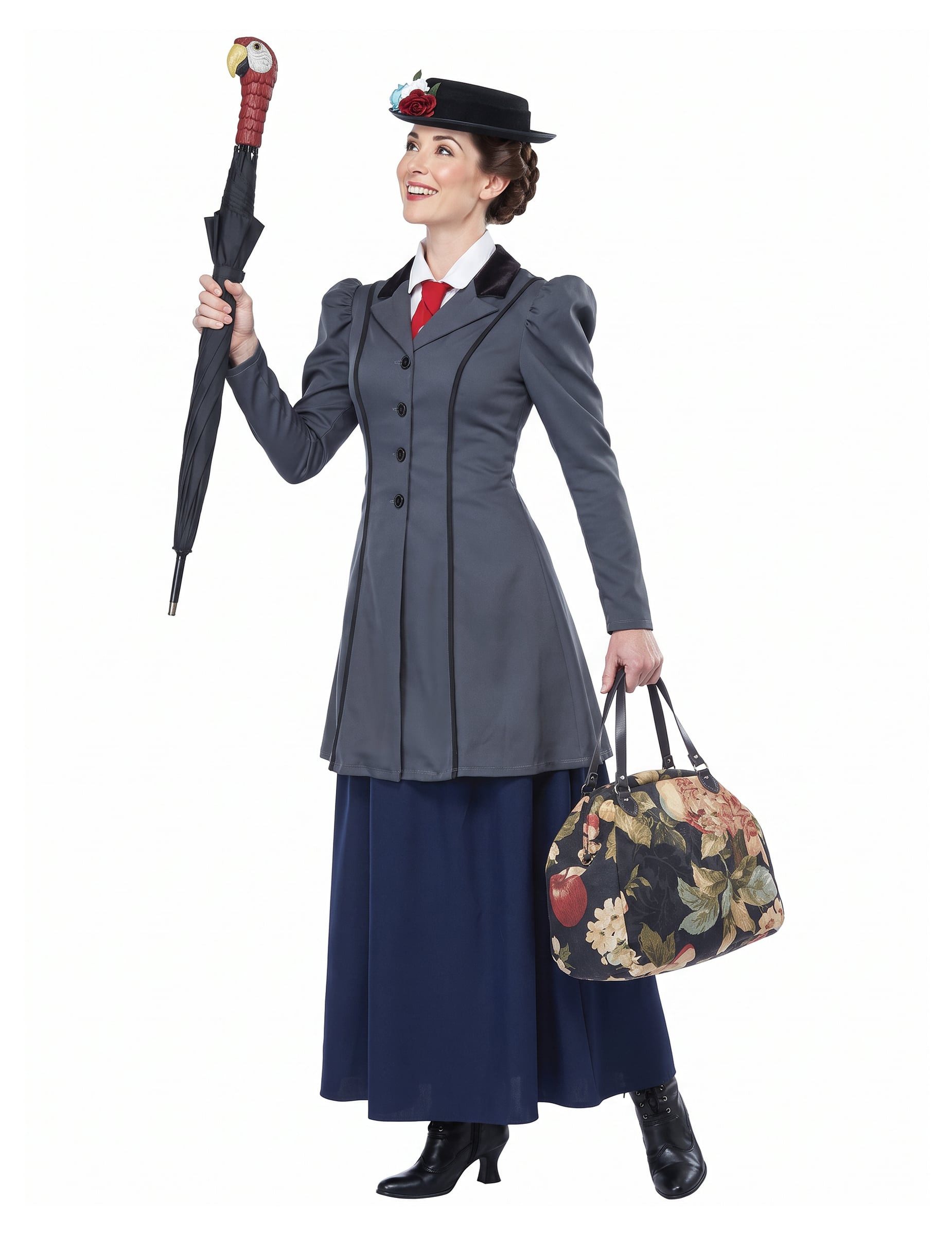 California Costumes Kostüm Nanny-Kostüm Englische-Dame-Kostüm grau-blau-schwarz