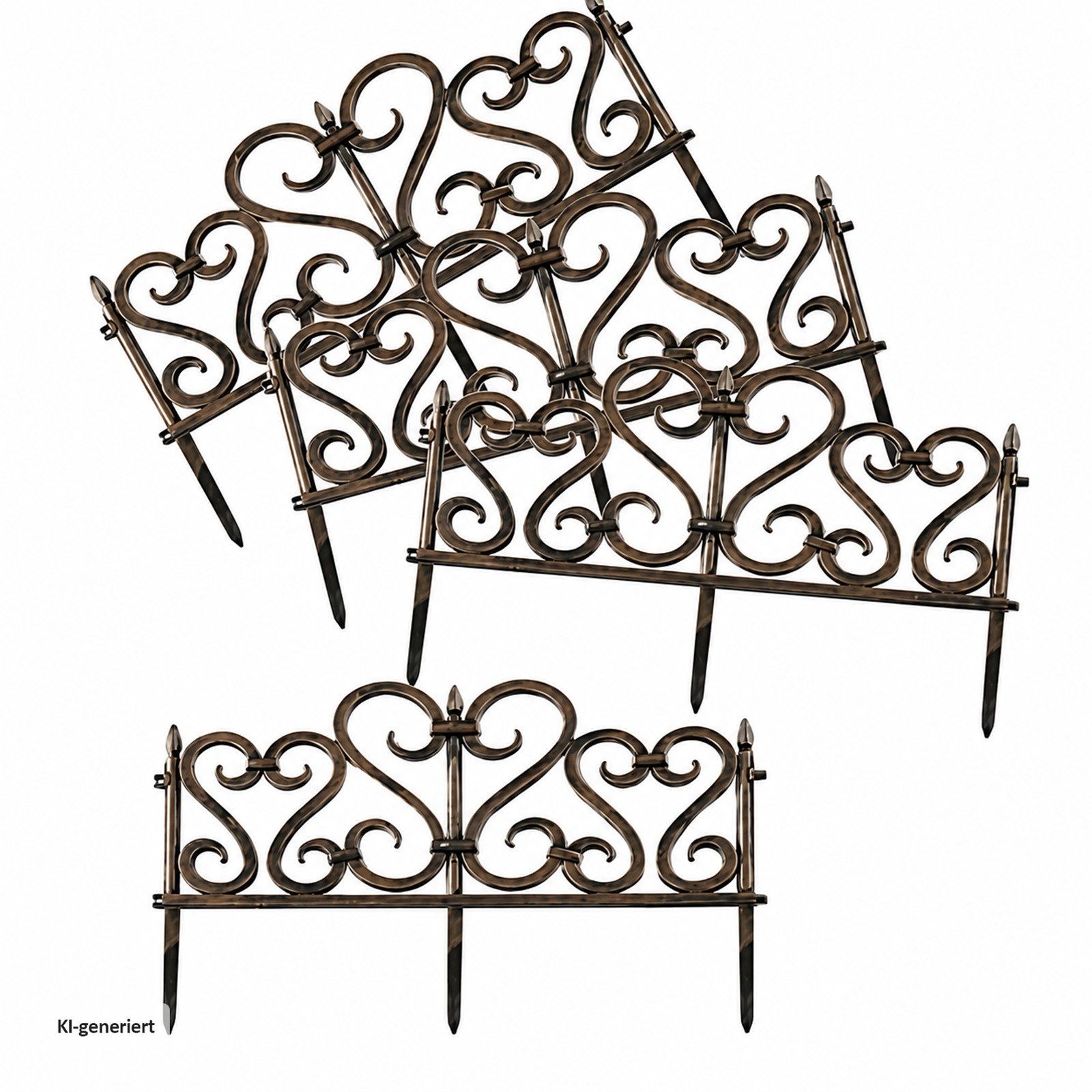 HTI-Living Beetbegrenzung Zierzaun Romantik 4-teilig Nessa, Set, 4 Zaunelemente, Beeteinfassung Beetbegrenzung