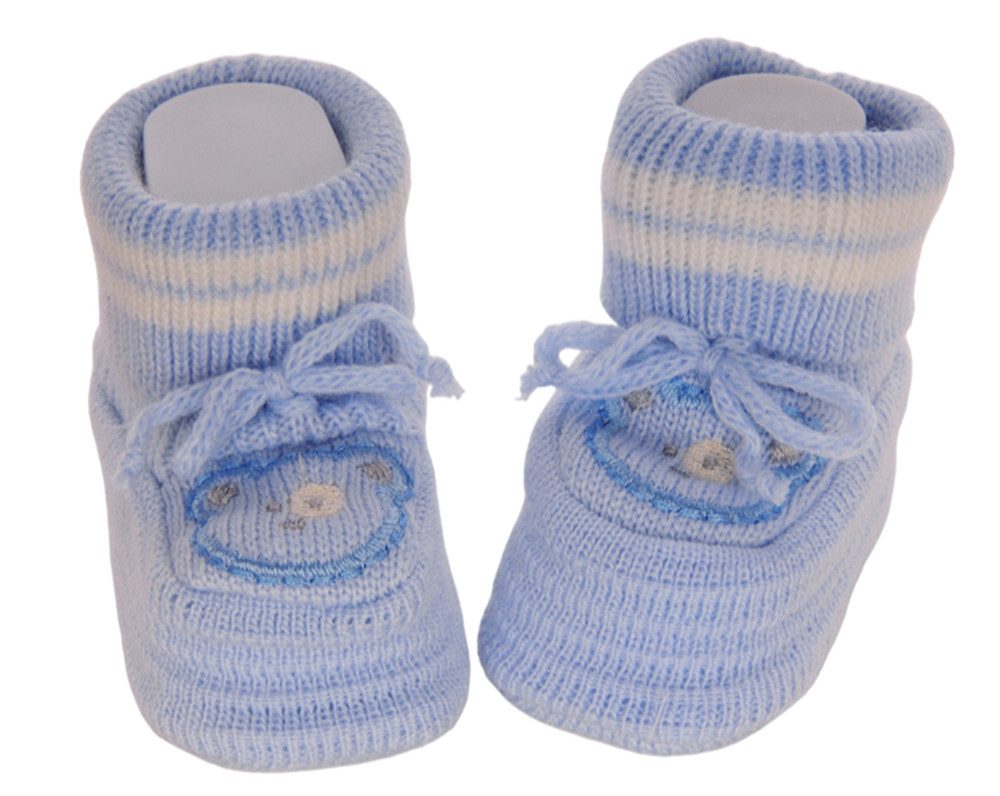 La Bortini Подследники Baby Strickschuhe Носки ab 0Mon Stricksocken Erstlingssocken für Neugeborene, in Blau mit Bärchen