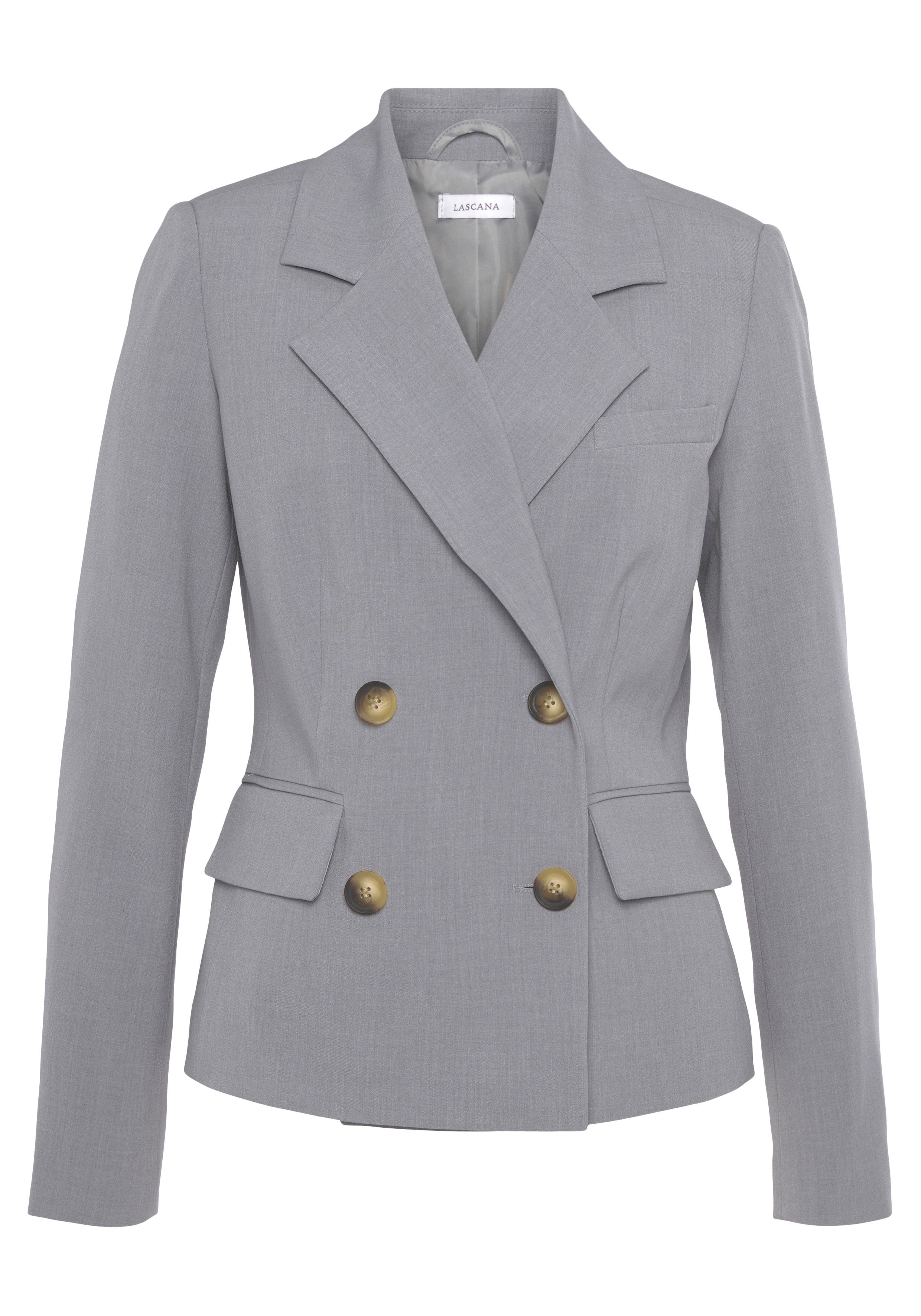 LASCANA Kurzblazer mit doppelreihigem Knopfverschluss, Damenblazer, sportlich-elegant. € 89,99