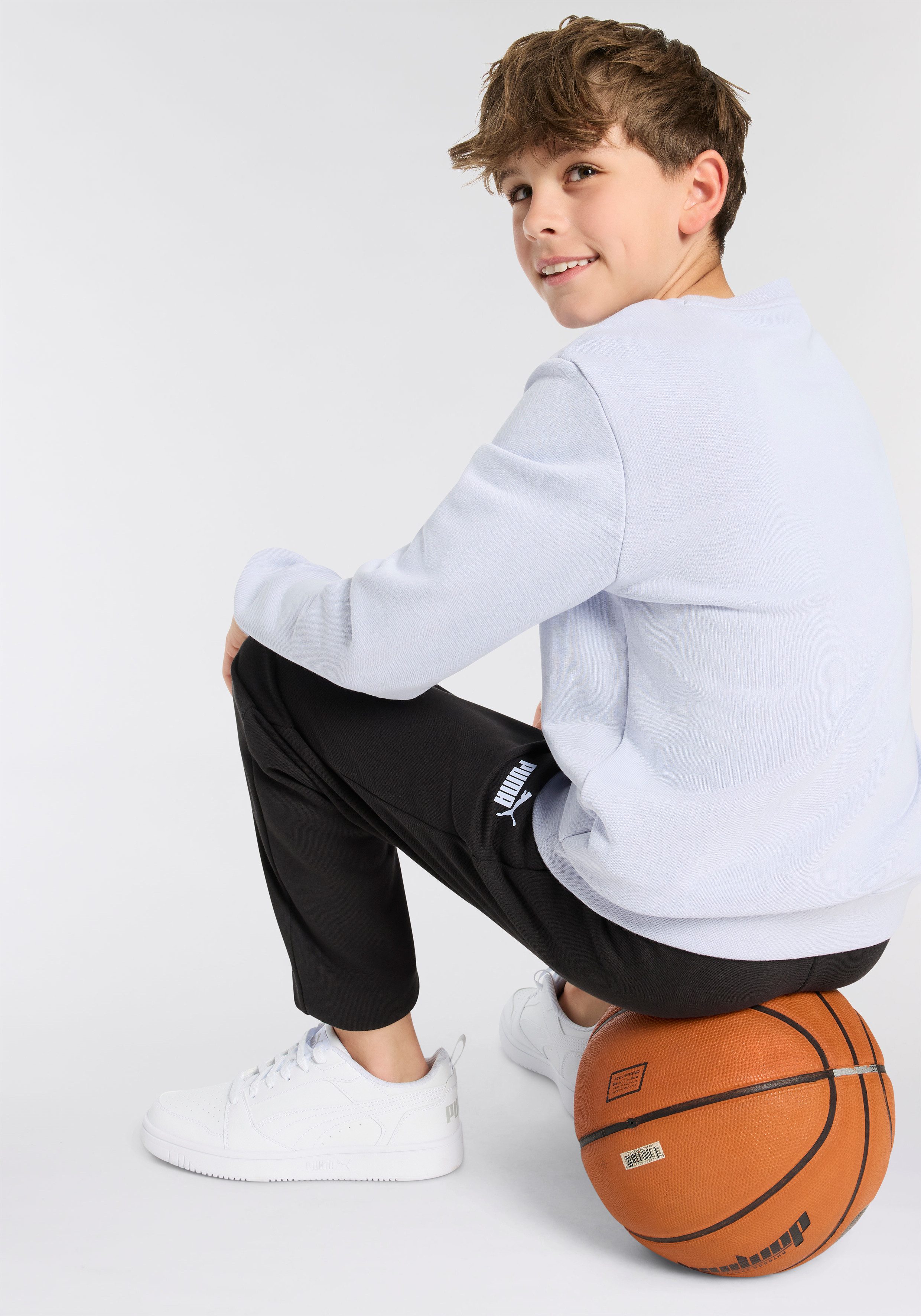 PUMA Trainingsanzug ESS NO.1 LOGO CREW SWEAT SUIT TR B (2-tlg), für Jugendliche, mit Rundhalsausschnitt, mit gerippten Bündchen