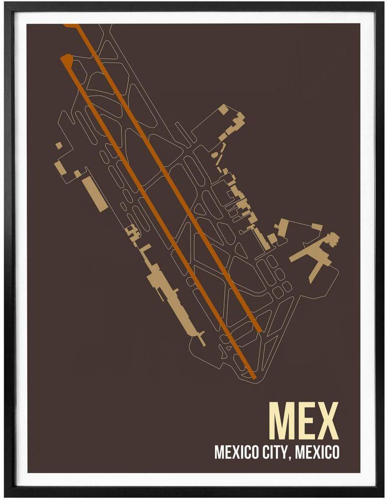 Wall-Art Poster Wandbild MEX Grundriss City, Wandposter (1 Bild, Grundriss Poster, St), Mexico Wandbild