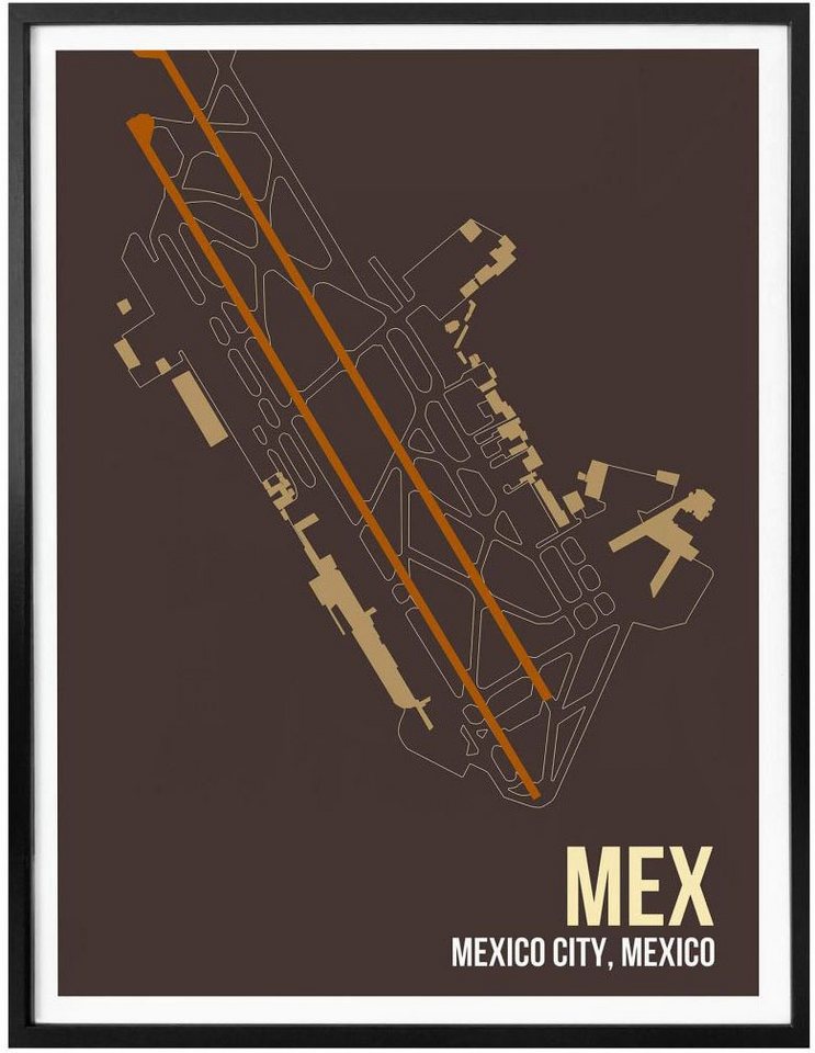 Wall-Art Poster Wandbild MEX Grundriss Mexico City, Grundriss (1 St), Poster,  Wandbild, Bild, Wandposter