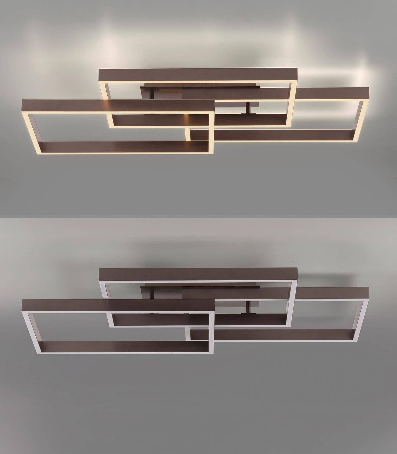 Paul Neuhaus LED Deckenleuchte VELUNA, Braun, Kunststoff, Dimmfunktion, LED fest integriert, Tageslichtweiß, mit Fernbedienung, Memoryfunktion, B 50 x H 14 x T 82 cm