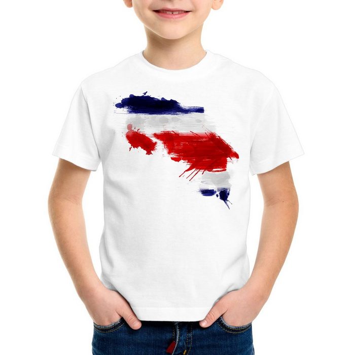 style3 Print-Shirt Kinder T-Shirt Flagge Costa Rica Fußball Sport WM EM Fahne