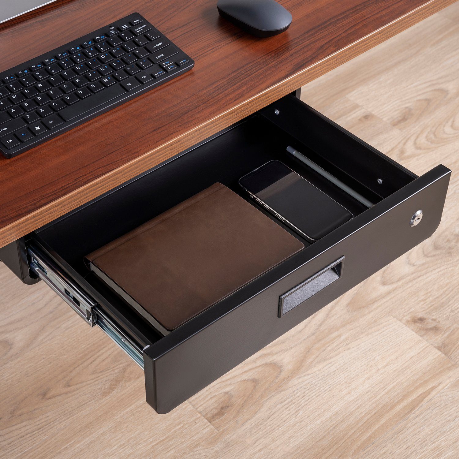 Maclean Schublade MC-461 für unter den Schreibtisch mit Schlüssel, Ergonomische Untertischschublade