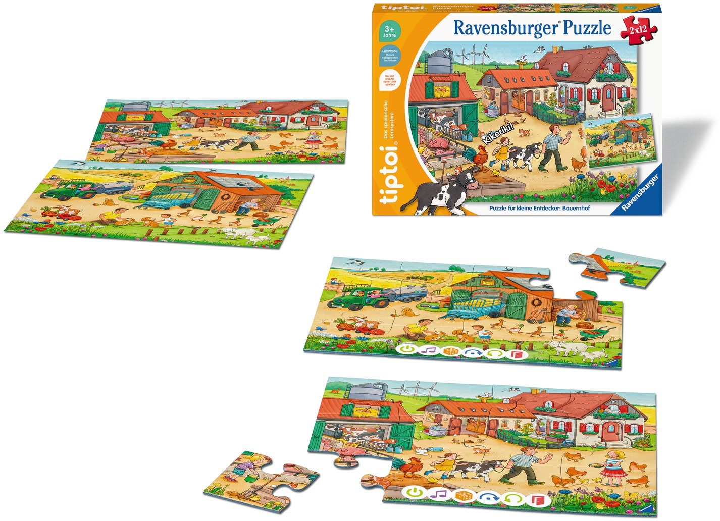 Ravensburger Puzzle tiptoi® Puzzle für kleine Entdecker: Bauernhof, 12 Puzzleteile, Made in Europe, FSC® - schützt Wald - weltweit