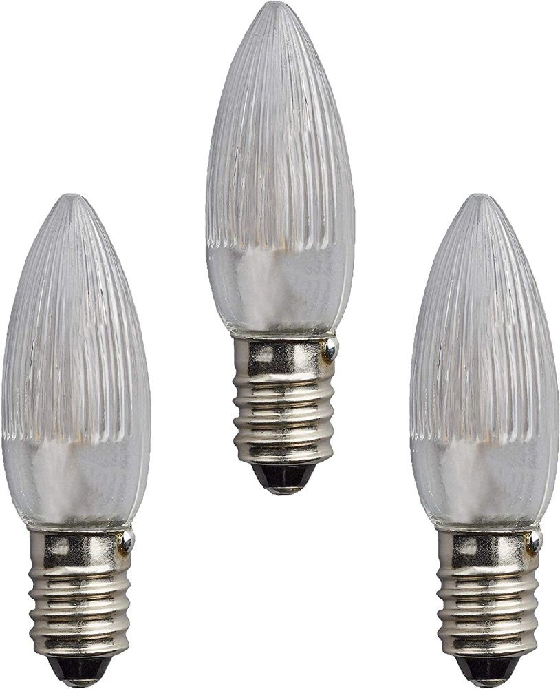 LED-Leuchtmittel 3 LED-Riffelkerze x klar teilgeriffelt Hellum 0,1-0,5W E10 Hellum 8-55V