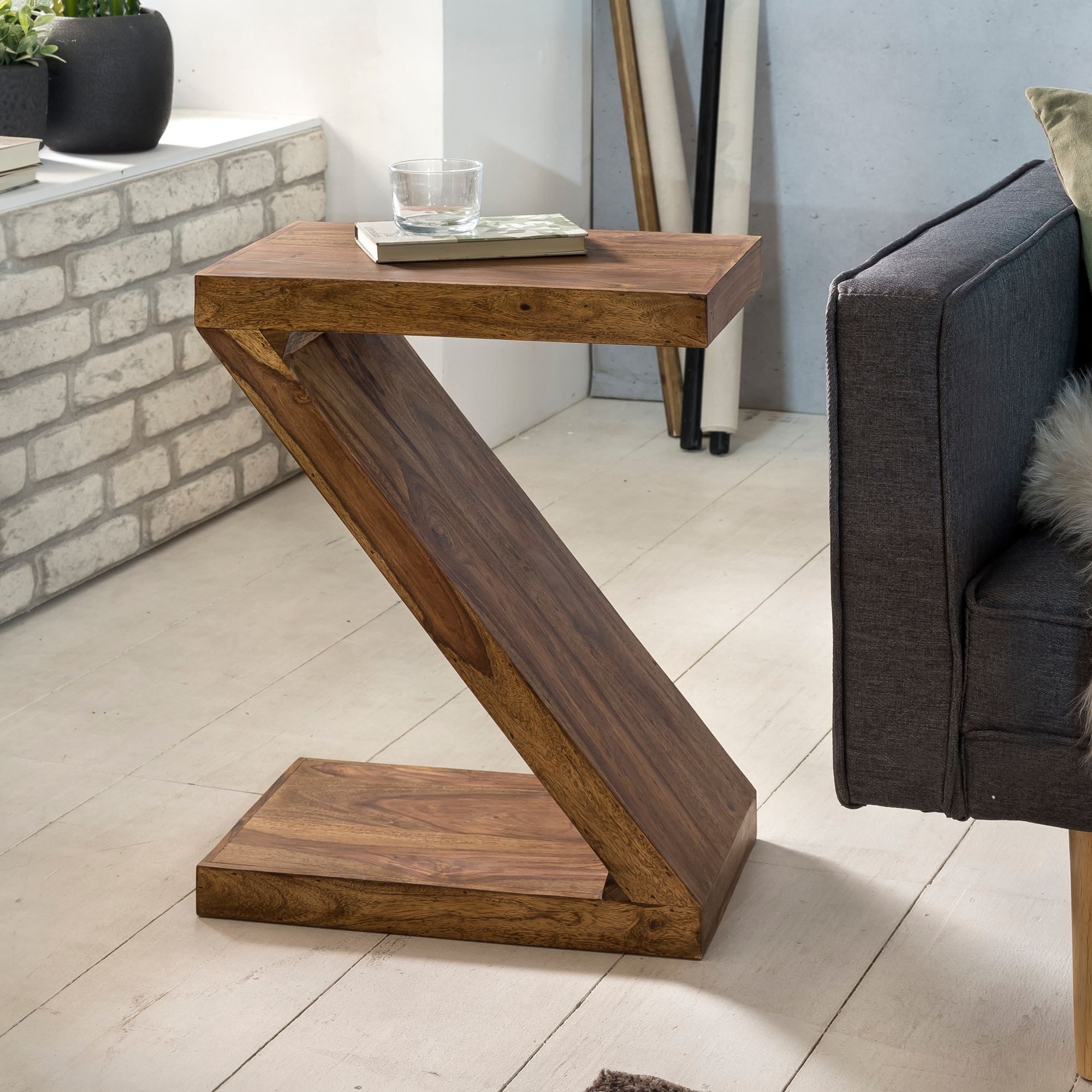 FINEBUY Beistelltisch SuVa1470_1 (MUMBAI Massivholz 59 günstig online kaufen