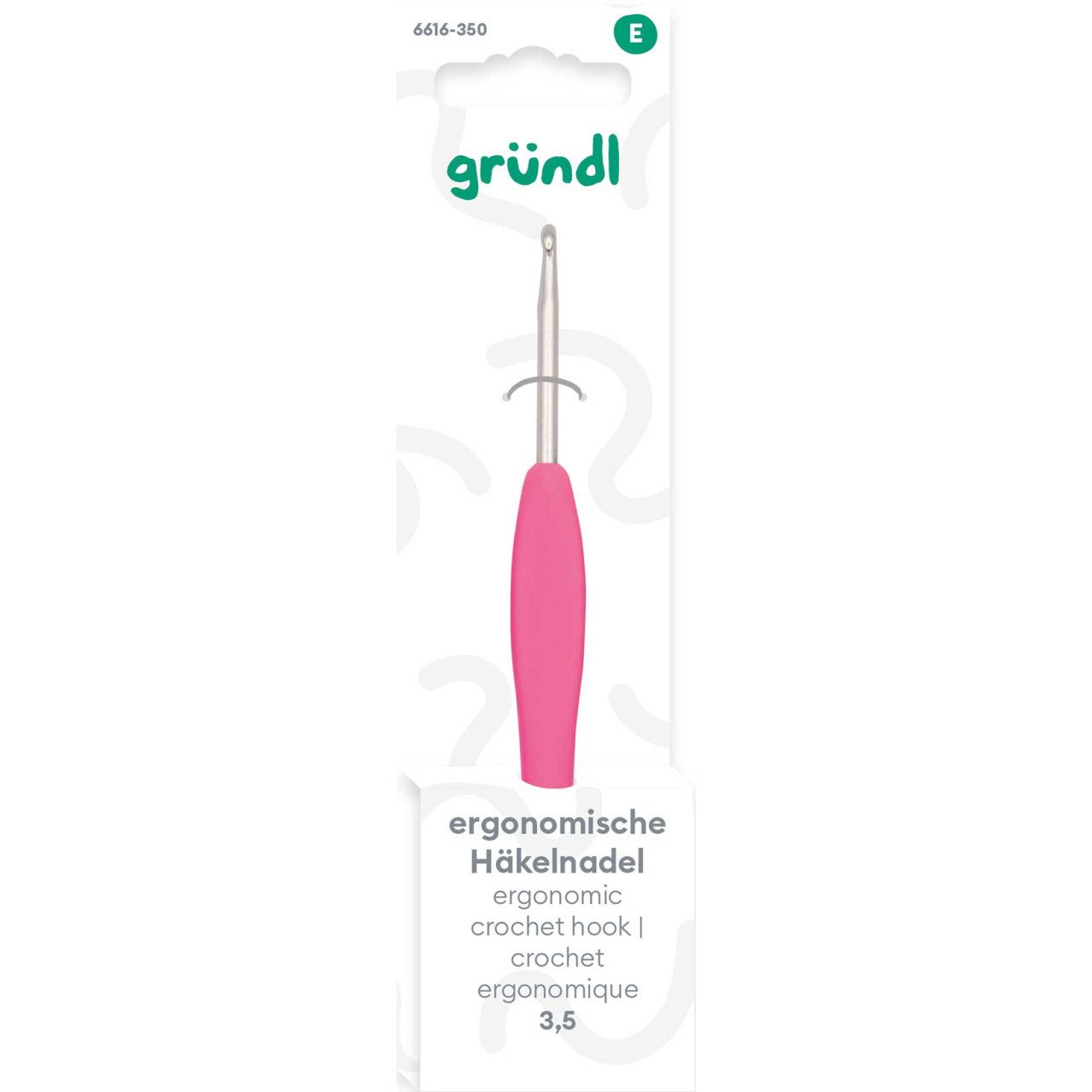 Gründl Bastelnaturmaterial Gründl Ergonomische Häkelnadel 3,5 mm pink