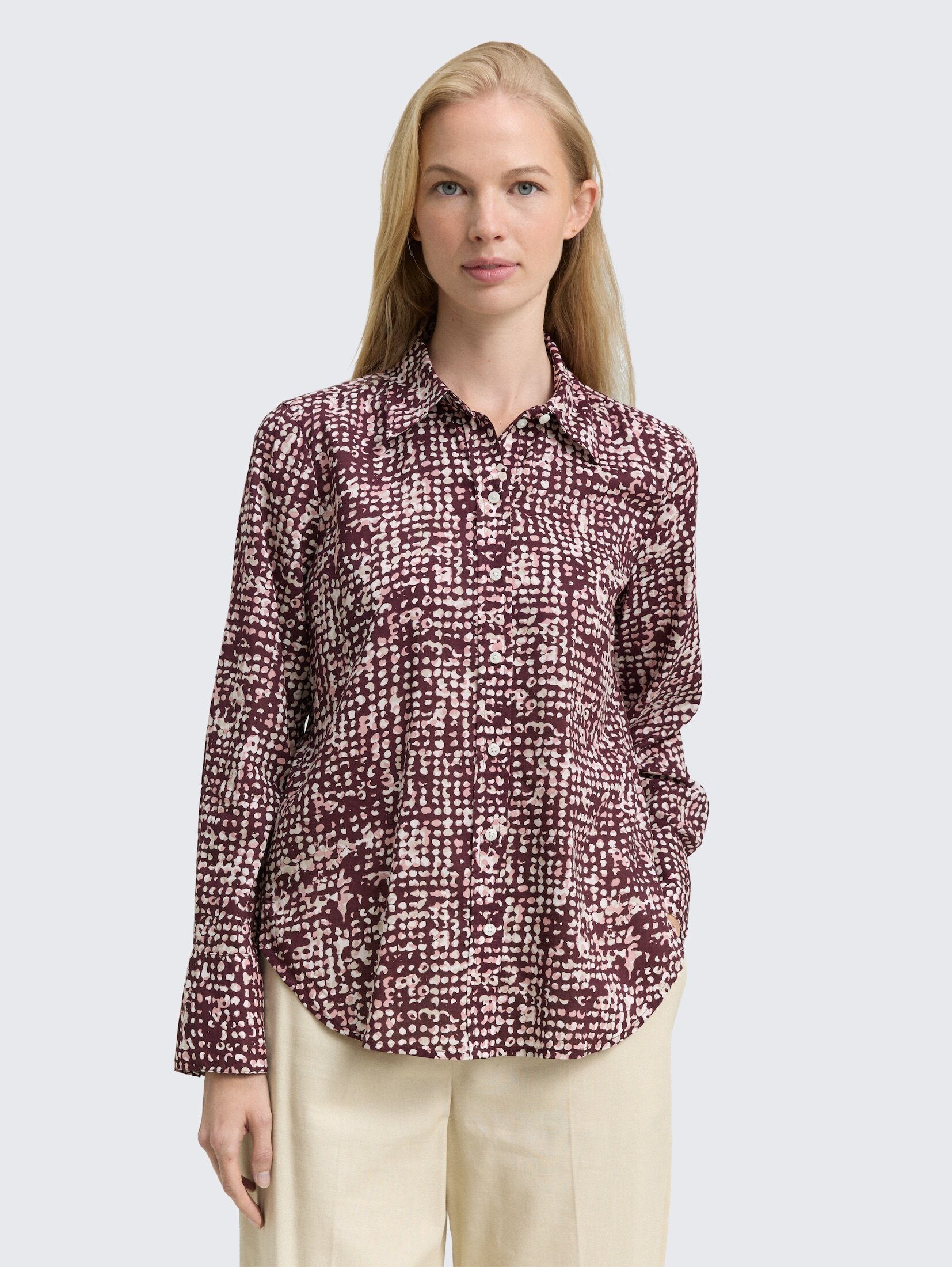 Langarmbluse Hemdbluse mit Muster