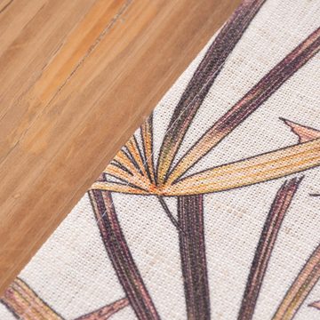 SCHÖNER LEBEN. Tischläufer Tischläufer Leinenoptik Palmenblätter beige orange gelb 45x150cm