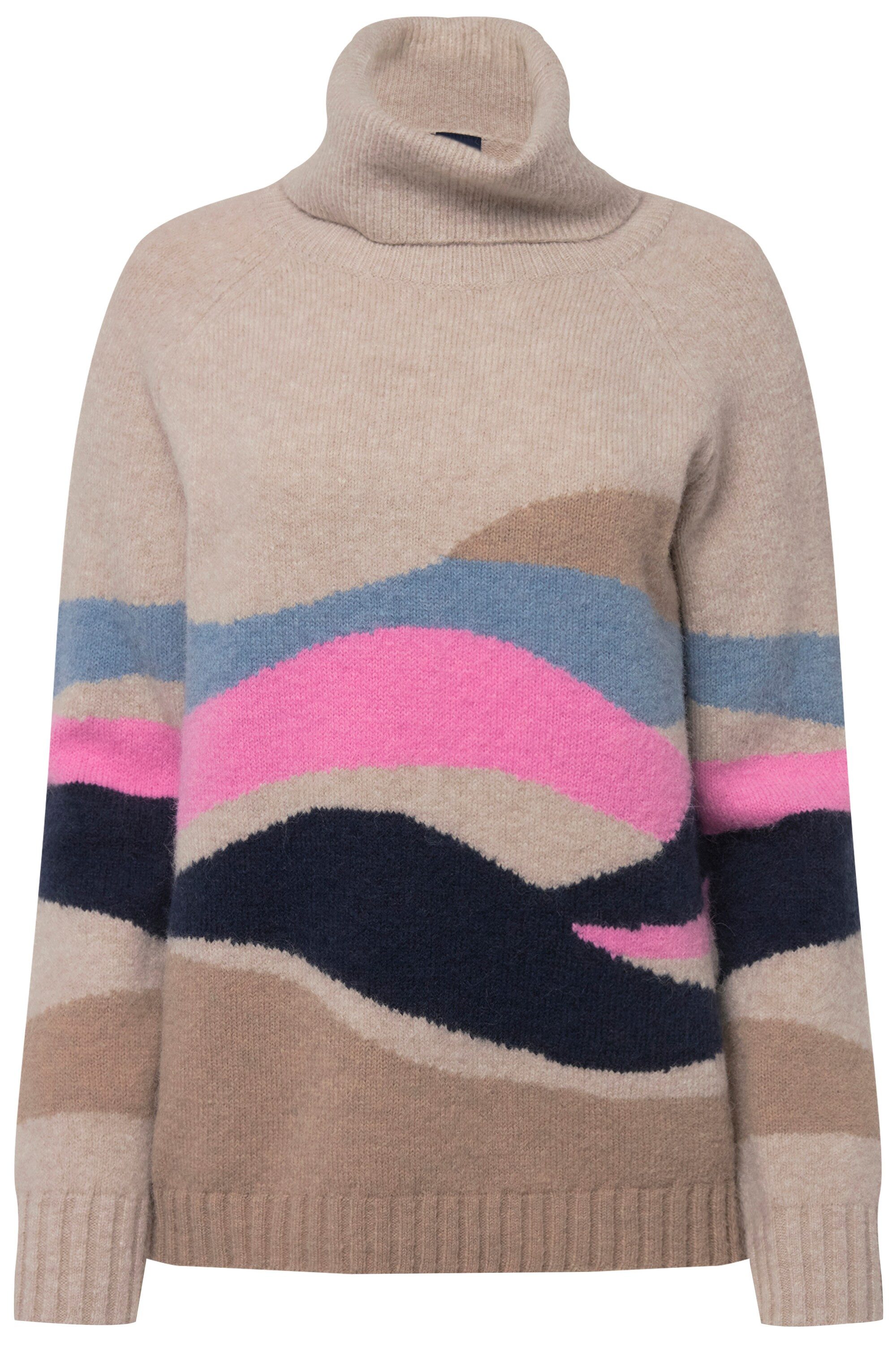 Laurasøn Rollkragenpullover Pullover Wellen-Muster Rollkragen Raglan-Langar günstig online kaufen