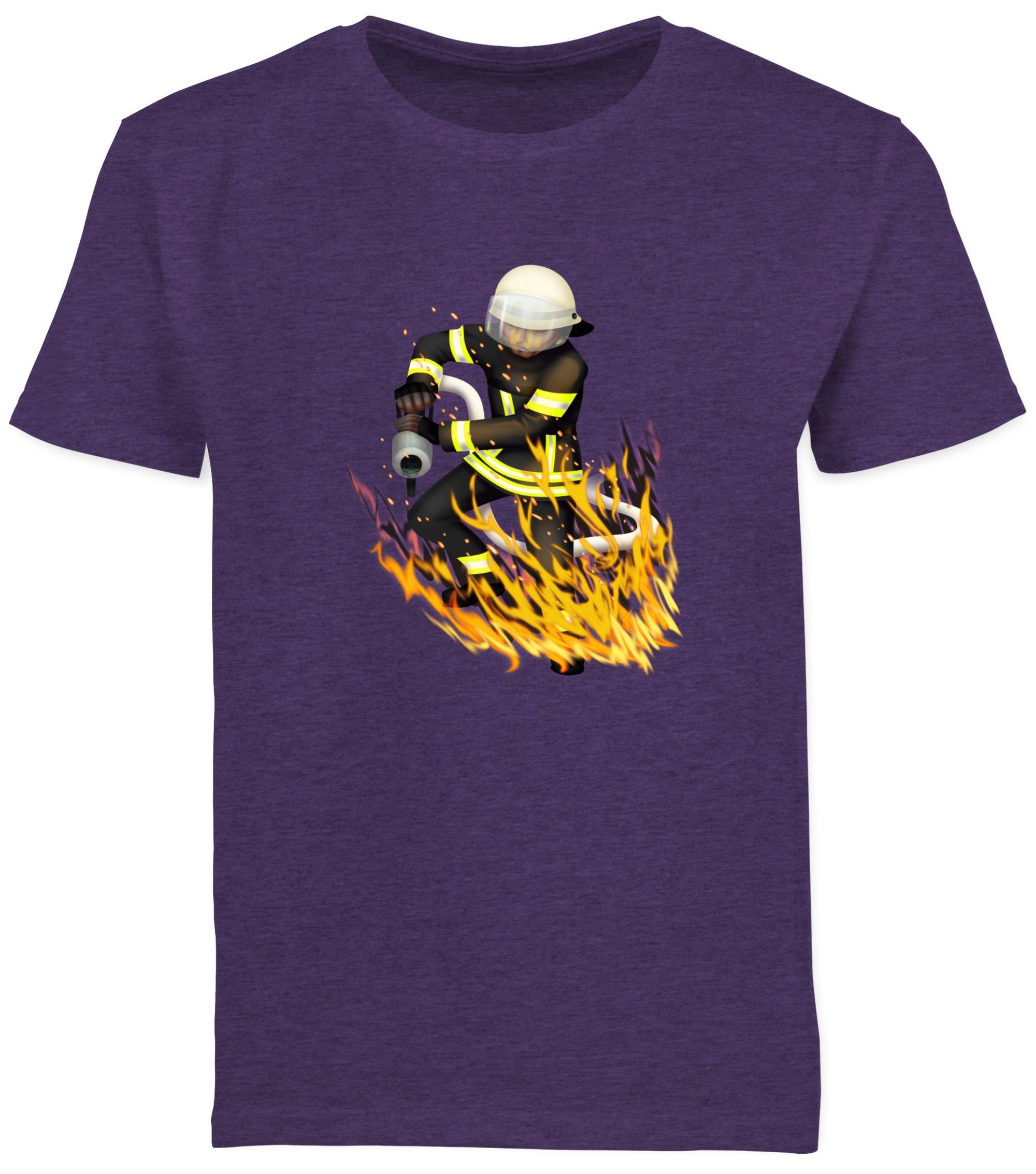 03 Shirtracer Meliert Feuerwehrmann Cooler Feuerwehr T-Shirt Lila