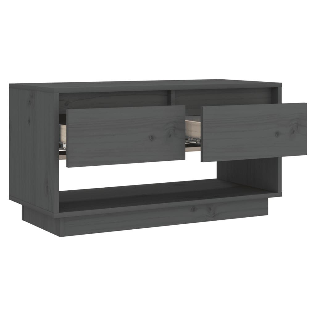 furnicato TV-Schrank Grau 74x34x40 cm Massivholz Kiefer