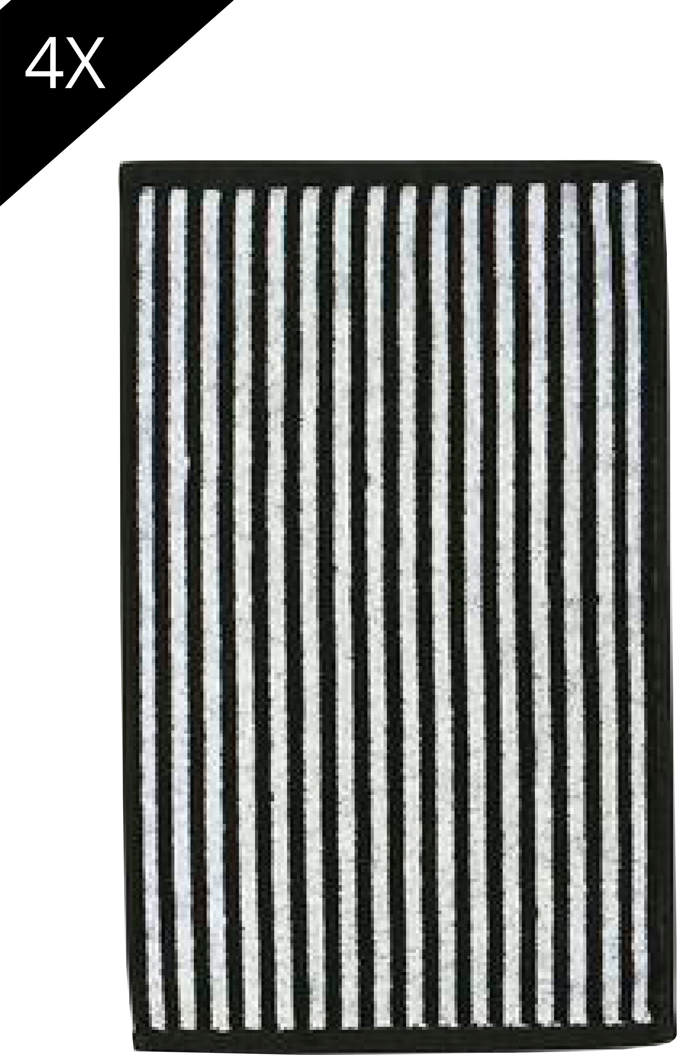 Jacquard-Walkfrottier, Stripes, 4-tlg), mit Daily Jacquard-Muster, Handtuch done.® gestreift (Set, Gästehandtücher, schwarz/weiß Set Shapes