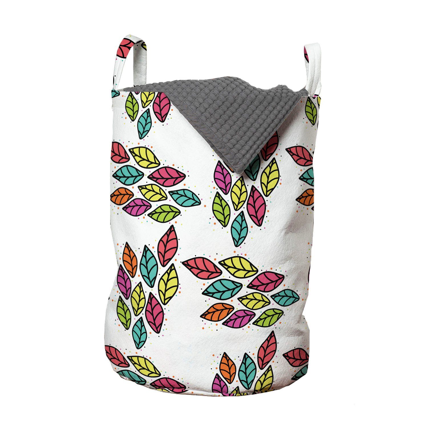 Abakuhaus Wäschesäckchen Wäschekorb mit Griffen Kordelzugverschluss Vibrant Waschsalons, Blatt Frühling für Blätter bunte