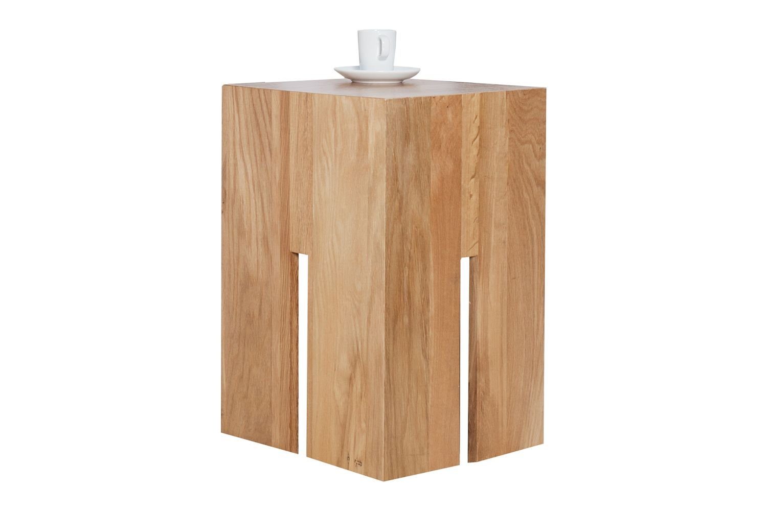 Licht-Erlebnisse Couchtisch ROLIA, Beistelltisch Holz Wildeiche 30 x 45 x 30 cm Hocker Ablage Couchtisch