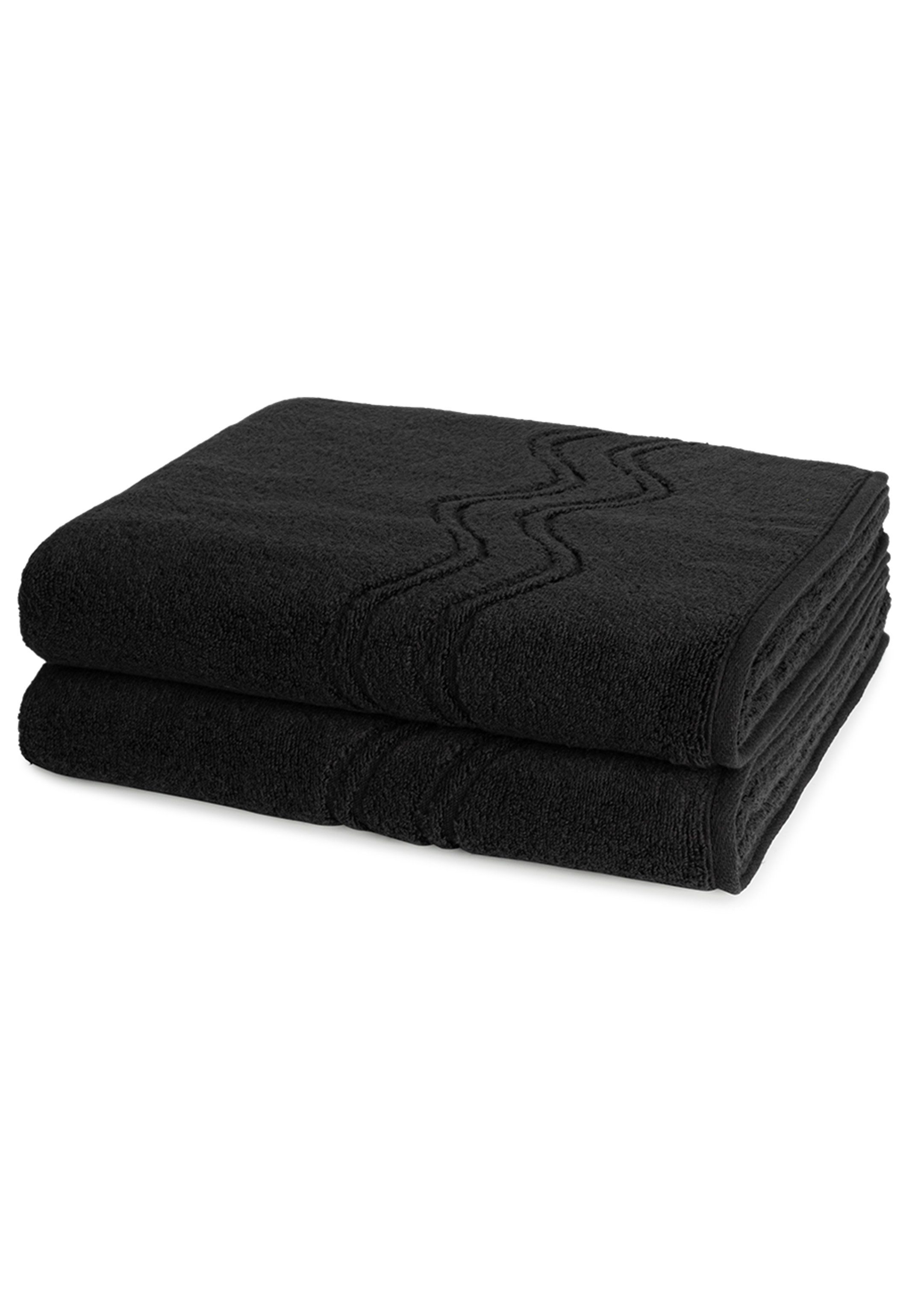 ROSS Handtuch Set Cashmere feeling, Walkfrottee, (Spar-Set, 2-tlg), 2 X Duschtuch - Im Set - Baumwolle - Schwarz | Handtuch-Sets