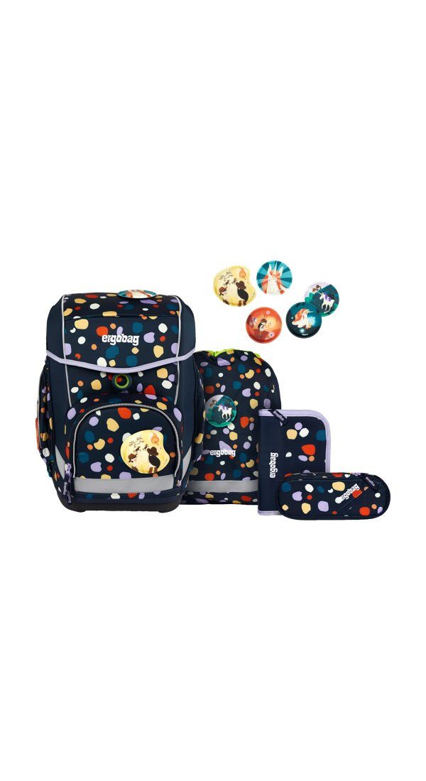 ergobag Schulranzen cubo Set (5-tlg., 5-teiliges Set), größenverstellbares Rückensystem
