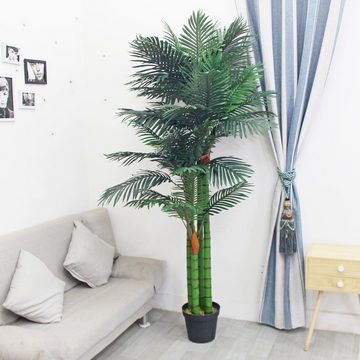 Kunstpalme Palme Palmenbaum Arekapalme Kunstpflanze Künstliche Pflanze 190 cm, Decovego