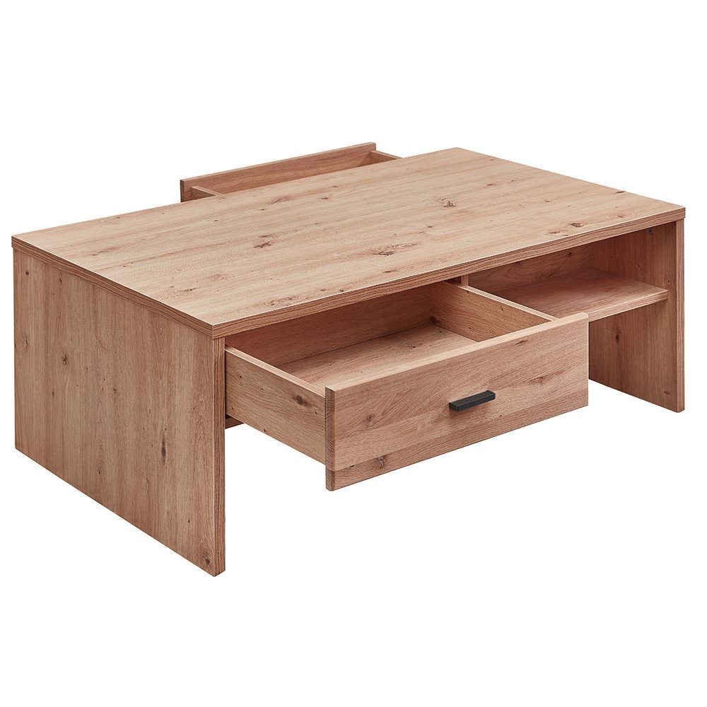 Lomadox Massivholzfronten, LED Nb., Beleuchtung STAVEN-36, (6-tlg), Artisan TV-Wand matt, schwarz Oak