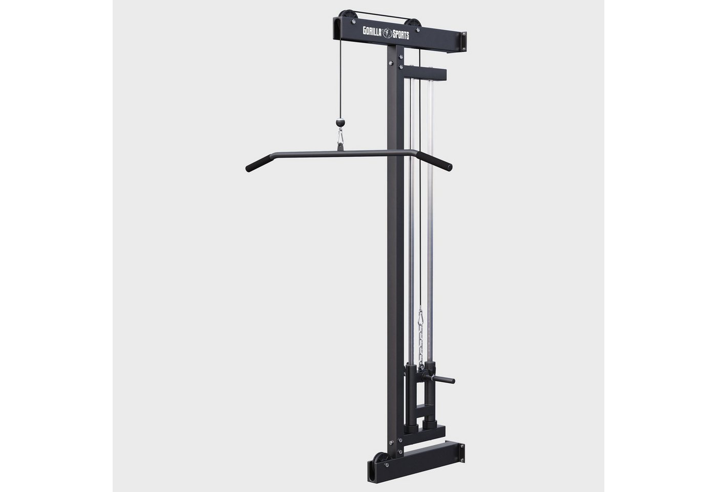 GORILLA SPORTS Kraftstation Latzugturm zur Wandbefestigung Schwarz, (3-tlg)