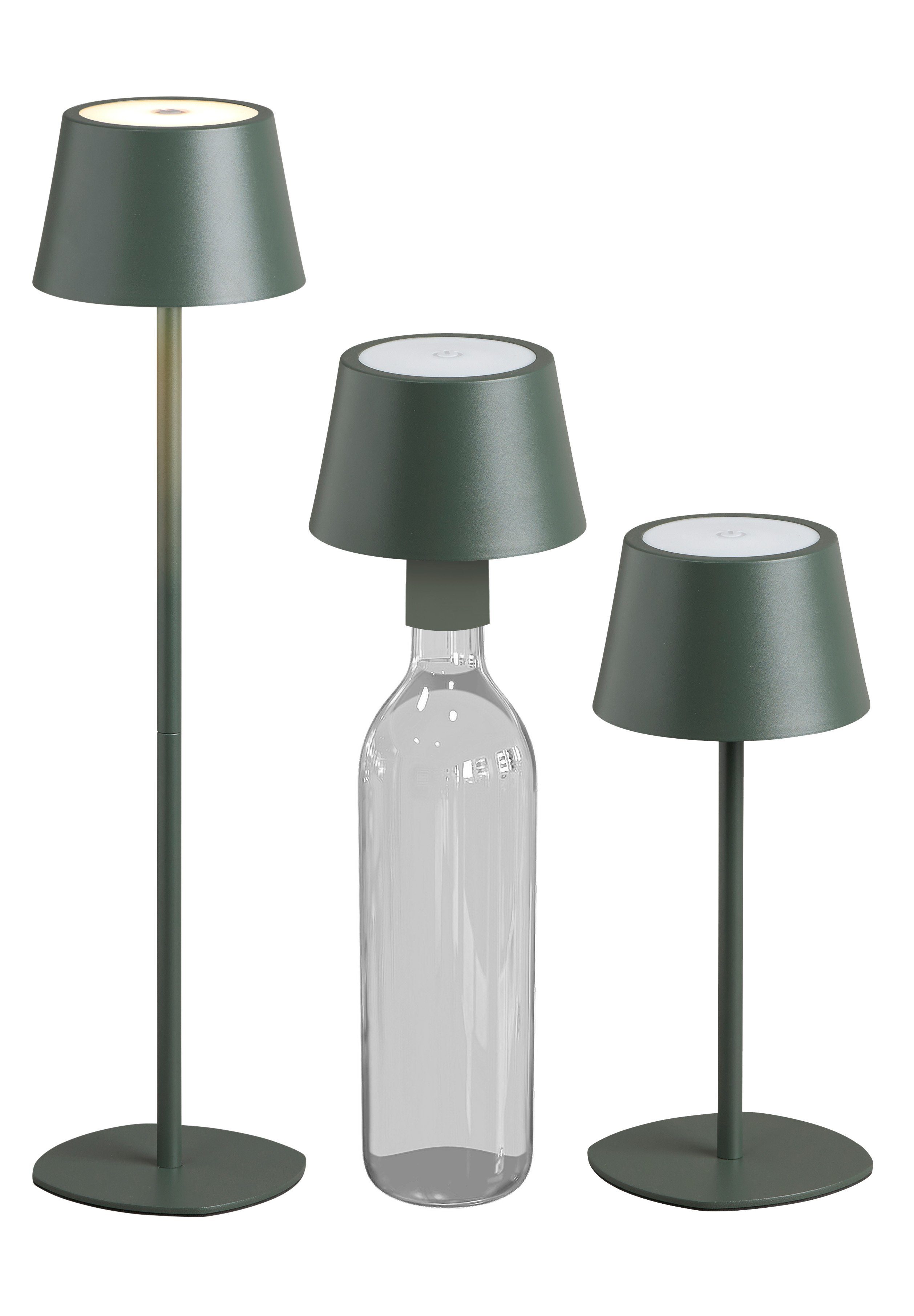 Northpoint LED Tischleuchte Flaschenleuchte 3in1 45cm warmweiß Olivegrün 2er-Set