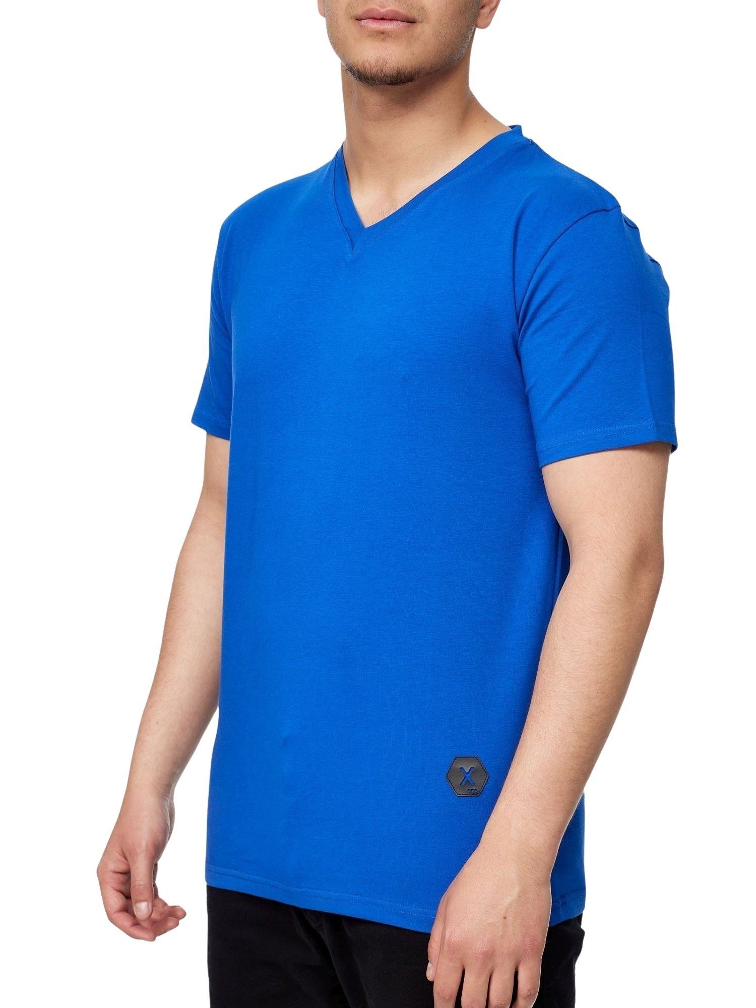 John T Blau Tshirt Casual (Shirt Kayna Tee, Kurzarmshirt Fitness Freizeit Royal Shirt Tee Polo 1-tlg) Männer für T-Shirt Kayna Polo John Herren T-Shirt Poloshirt