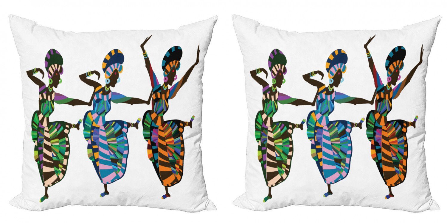 Kissenbezüge Modern Accent Doppelseitiger Digitaldruck, Abakuhaus (2 Stück), afrikanische Frau Tanzen