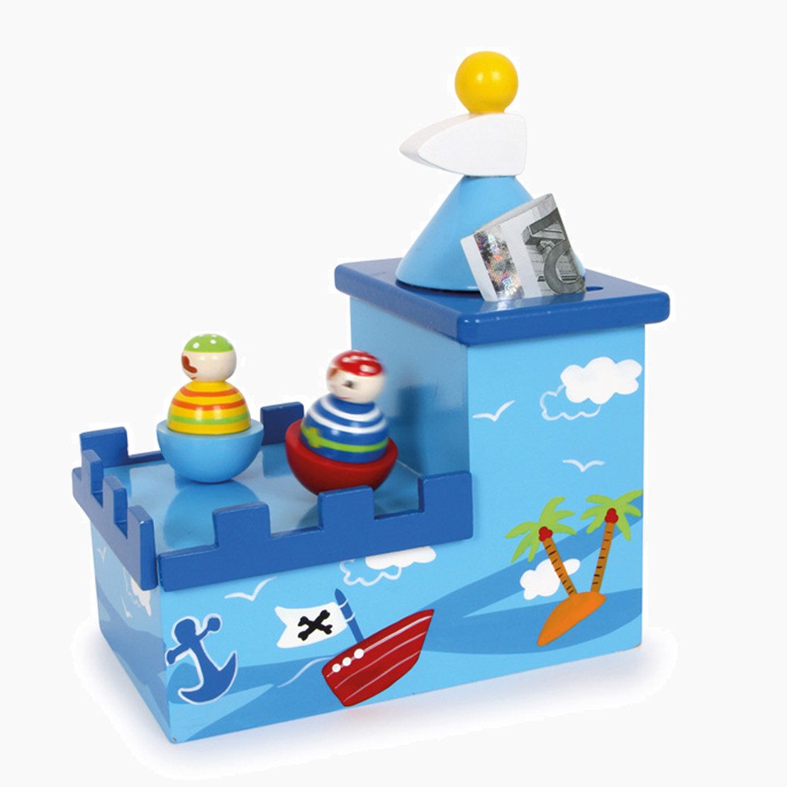 Small Foot Spieluhr Spieluhr und Spardose Piraten, (packung, 3-tlg), Sparinstrument für kleine Entdecker.