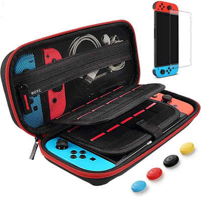 BOTC Schutzhülle für Nintendo Switch - inklusive Bildschirmschutz Nintendo-Controller (Schutzglas, Hülle Transparent, Control-Aufsätze,Spielekonsolen-Tasche)