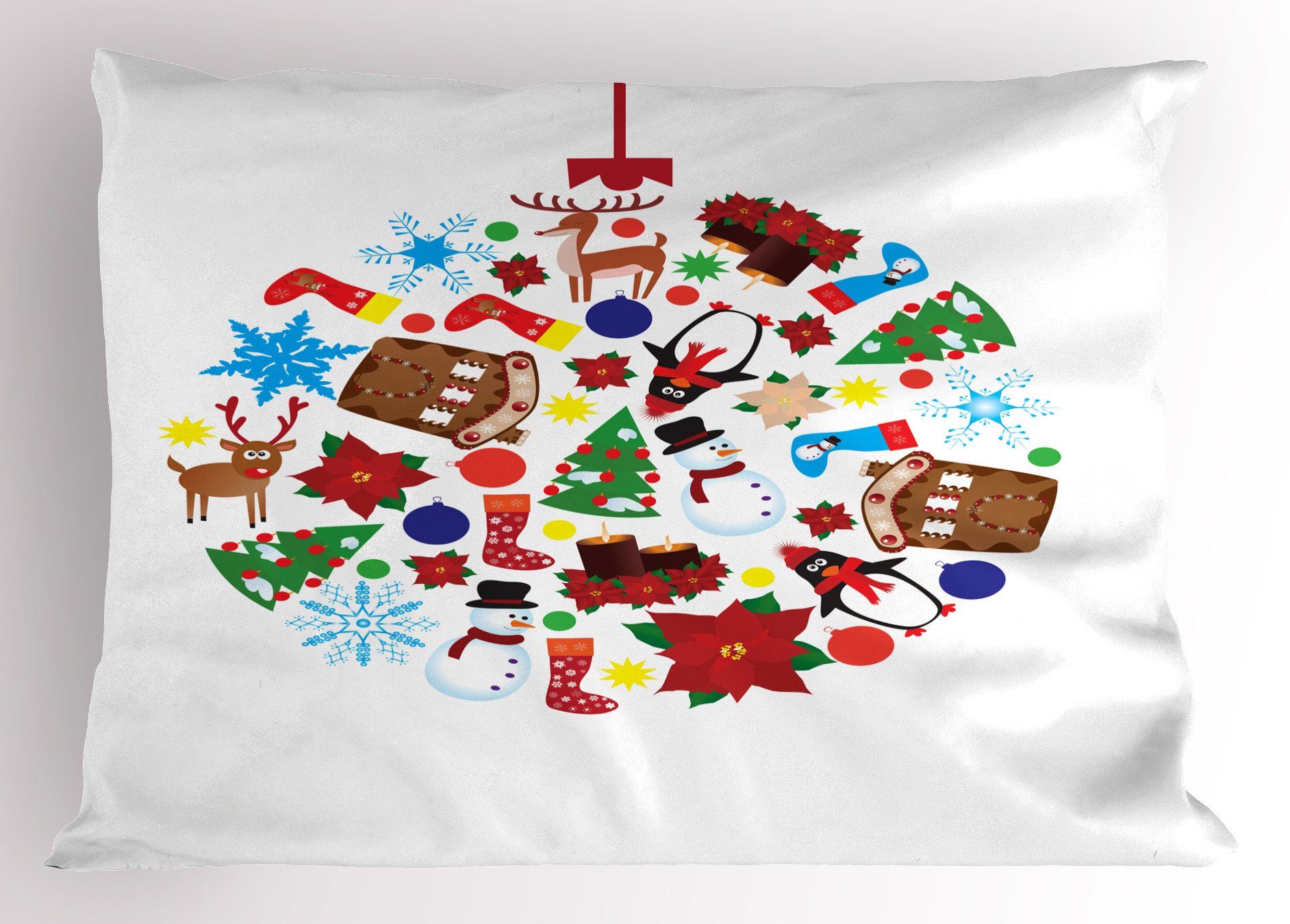 (1 Abakuhaus Joy Stück), Dekorativer Noel Gedruckter Kissenbezüge Weihnachten Traditioneller Kissenbezug, King Size Standard