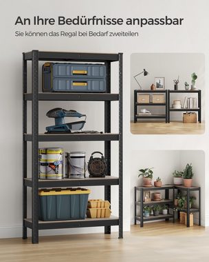 SONGMICS Standregal Bücherregale, 2-tlg., Bücherregale, Küchenregale,5 Ablagen, verstellbar, 150 x 75 x 30 cm