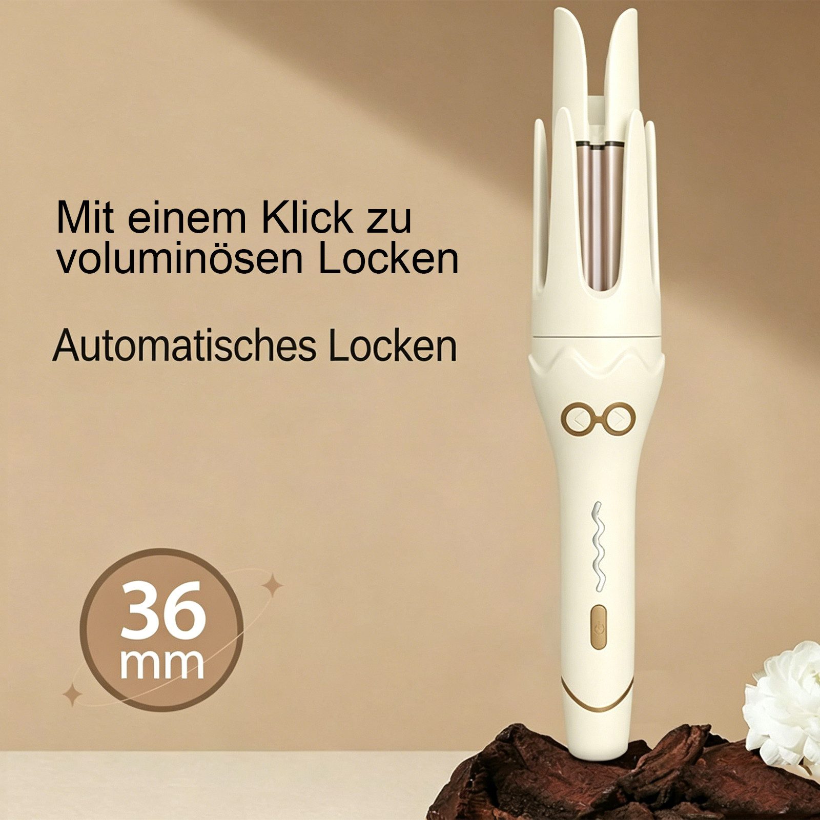 MOPUEA Lockenstab Automatischer Lockenstab 36mm, Anti-Verheddern, 4 Temperaturstufen, Automatische Rotation, Anti-Verheddern, Schnellheizung