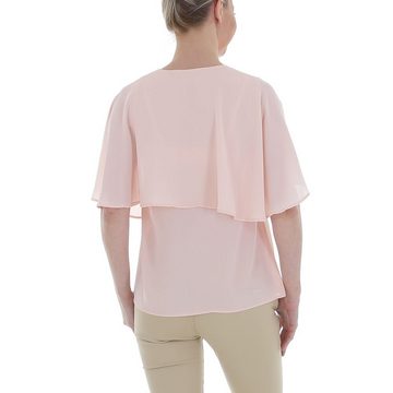 Ital-Design Klassische Bluse Damen Elegant Volants Chiffon Bluse in Rosa