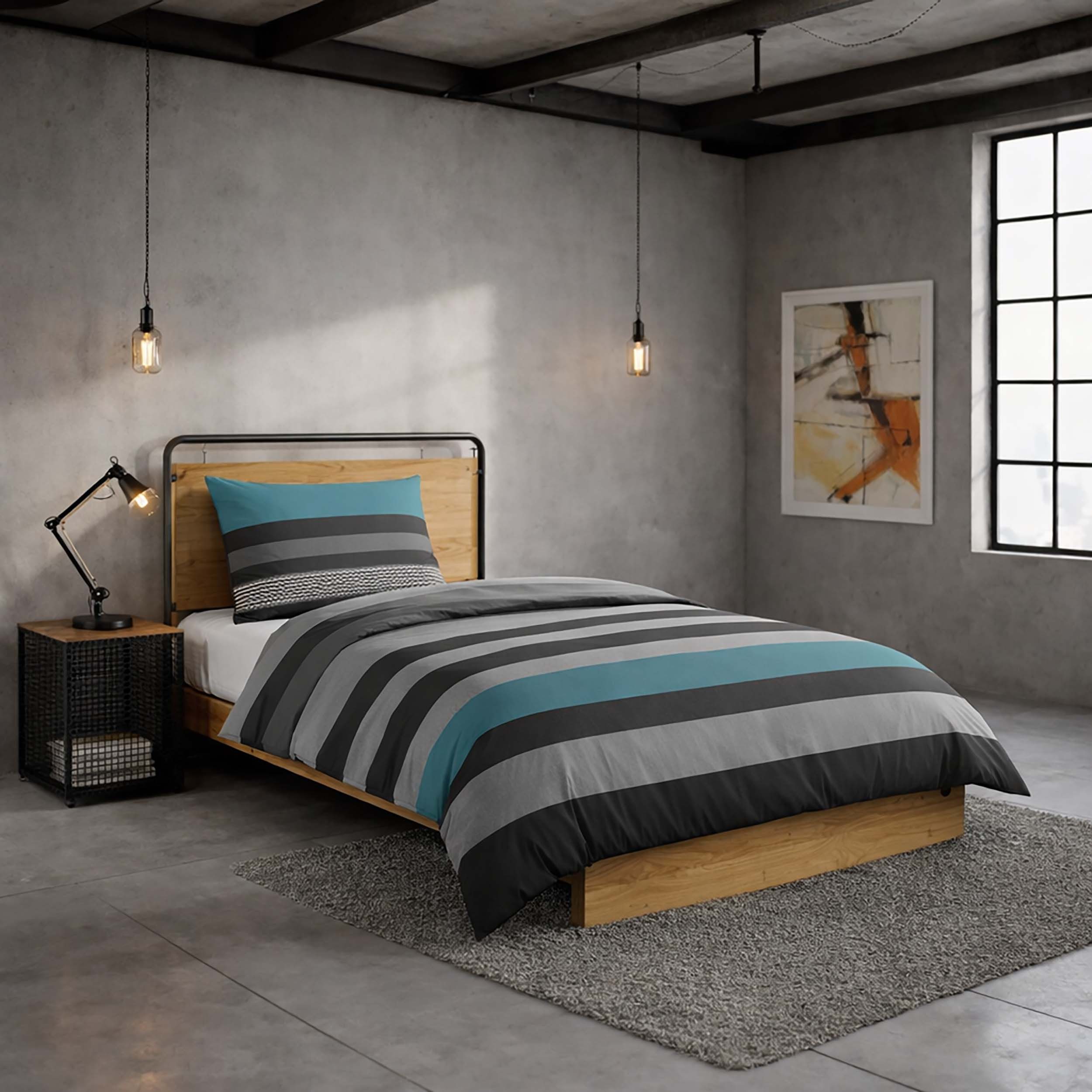 Casa Colori Bettwäsche Kuschelige Flanell Bettwäsche 135x200cm gestreift, Biber, 2 teilig, 100% Baumwolle
