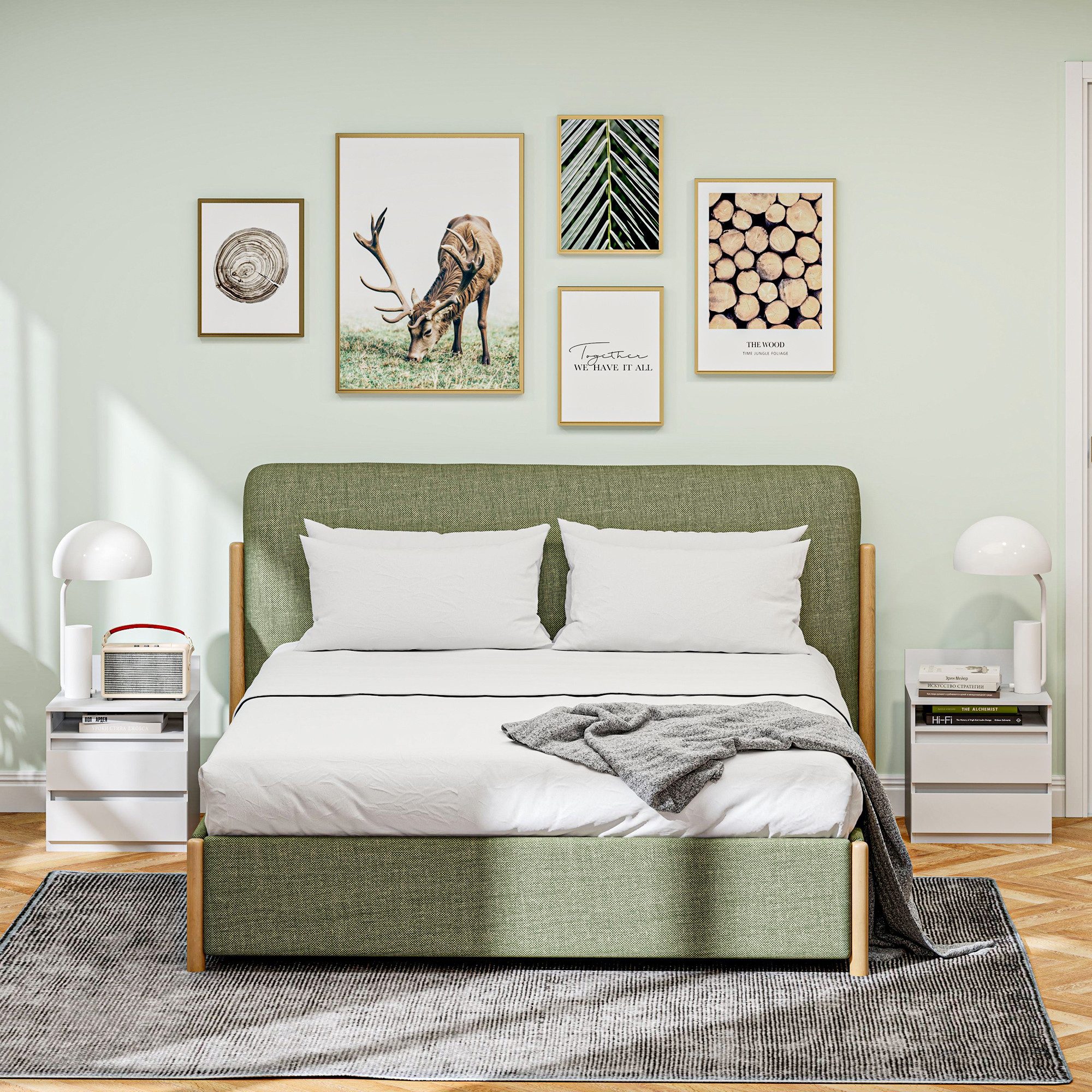 HOMCOM Nachttisch 2er-Set, mit 2 Schubladen, Ablage (Beistelltisch, 1-St., günstig online kaufen