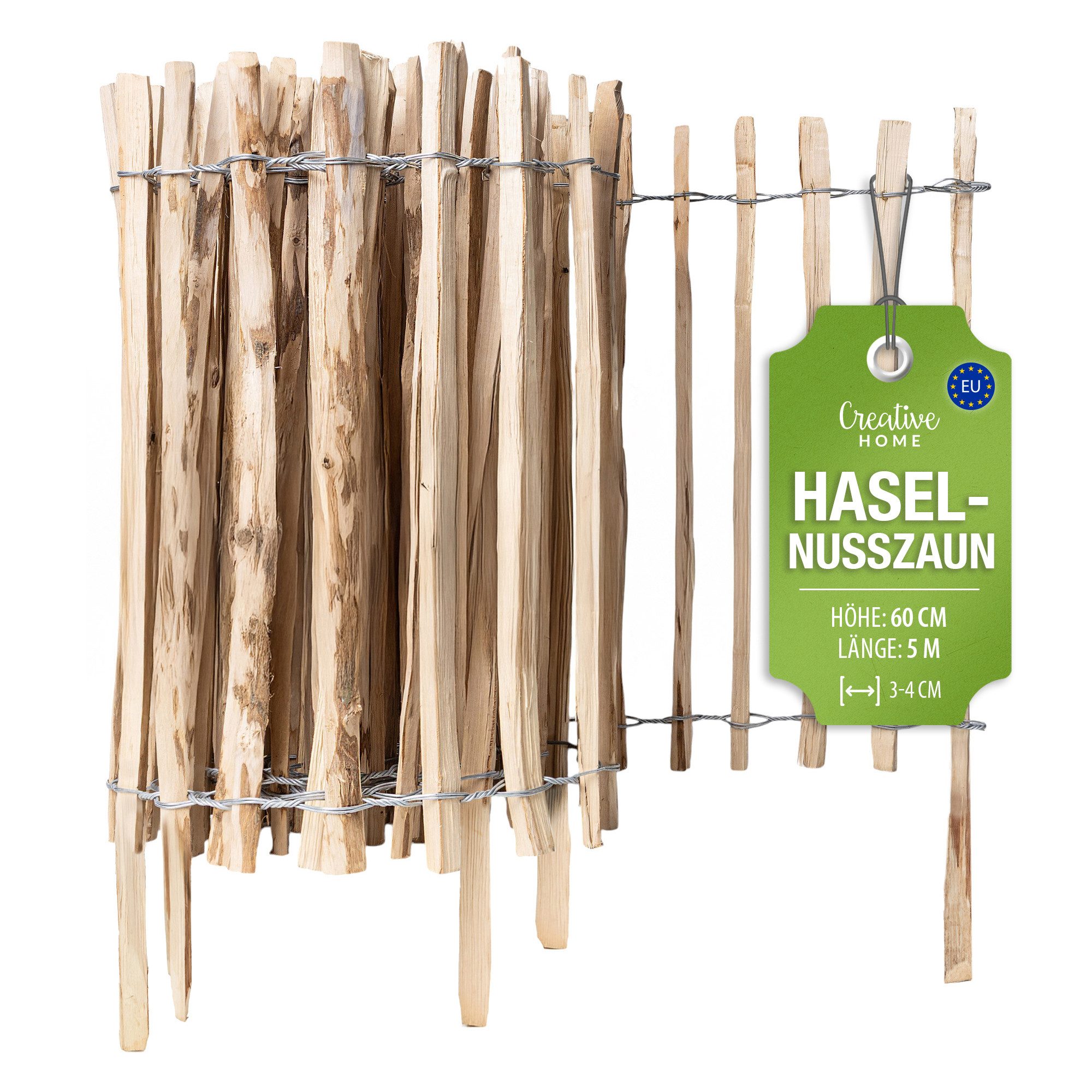 Creative Home Staketenzaun Staketenzaun Haselnusszaun, Rollzaun, Lattenabstand 3-4 cm