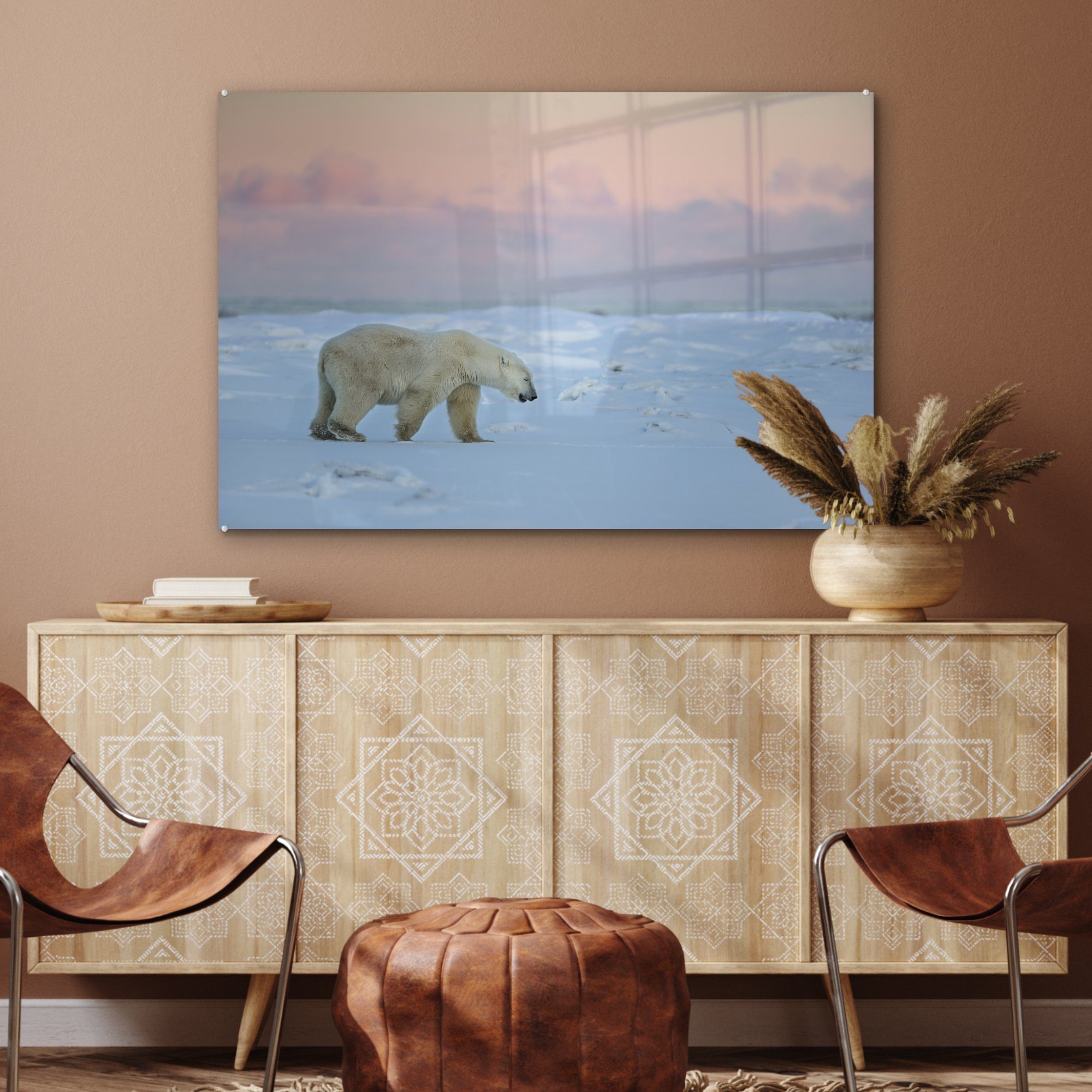 MuchoWow Acrylglasbild Eisbär auf Schlafzimmer St), einer Tundra, Acrylglasbilder Wohnzimmer & (1