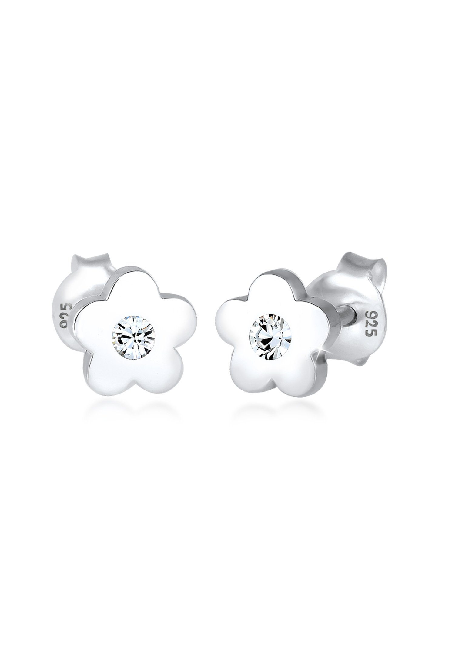 Elli Paar Ohrstecker Kinder Blume Rosa 925 Silber, mit Kristallen von Swarovski®, Blume
