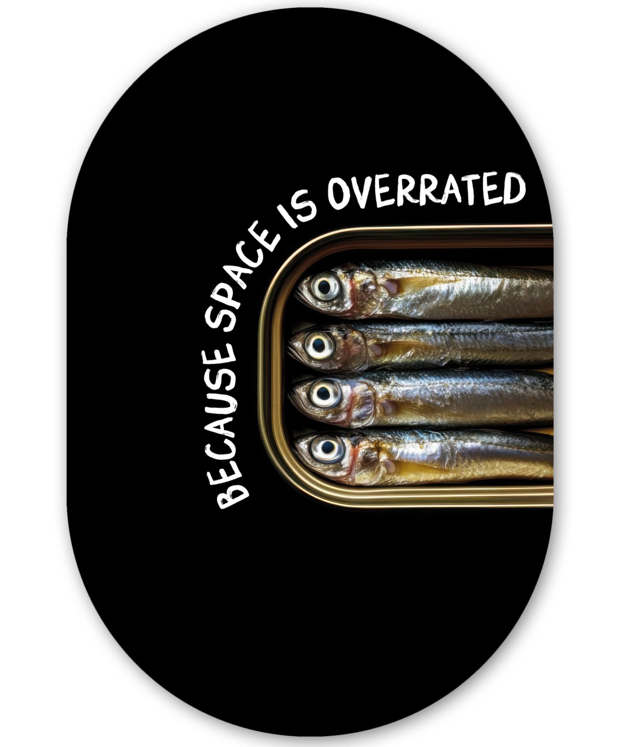 MuchoWow Gemälde Sardinen - Text - Fisch - Konserven, Fotodruck (1 St), Wandbild Oval, Wohnzimmer oder Schlafzimmer Wanddekoration, 40x60 cm
