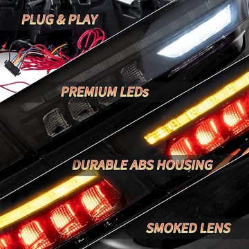 LLCTOOLS Rückleuchte Hell leuchtende LED Rückleuchte mit E-Prüfzeichen passend für BMW, 3er G20, G28, G80 (2018-2022), Rücklicht, Bremslicht, Nebelschlussleuchte, Blinklicht und Rückfahrlicht, LED fest integriert, Voll LED, Dynamischer Blinker, Mit Lichtanimation beim Entriegeln des Fahrzeugs